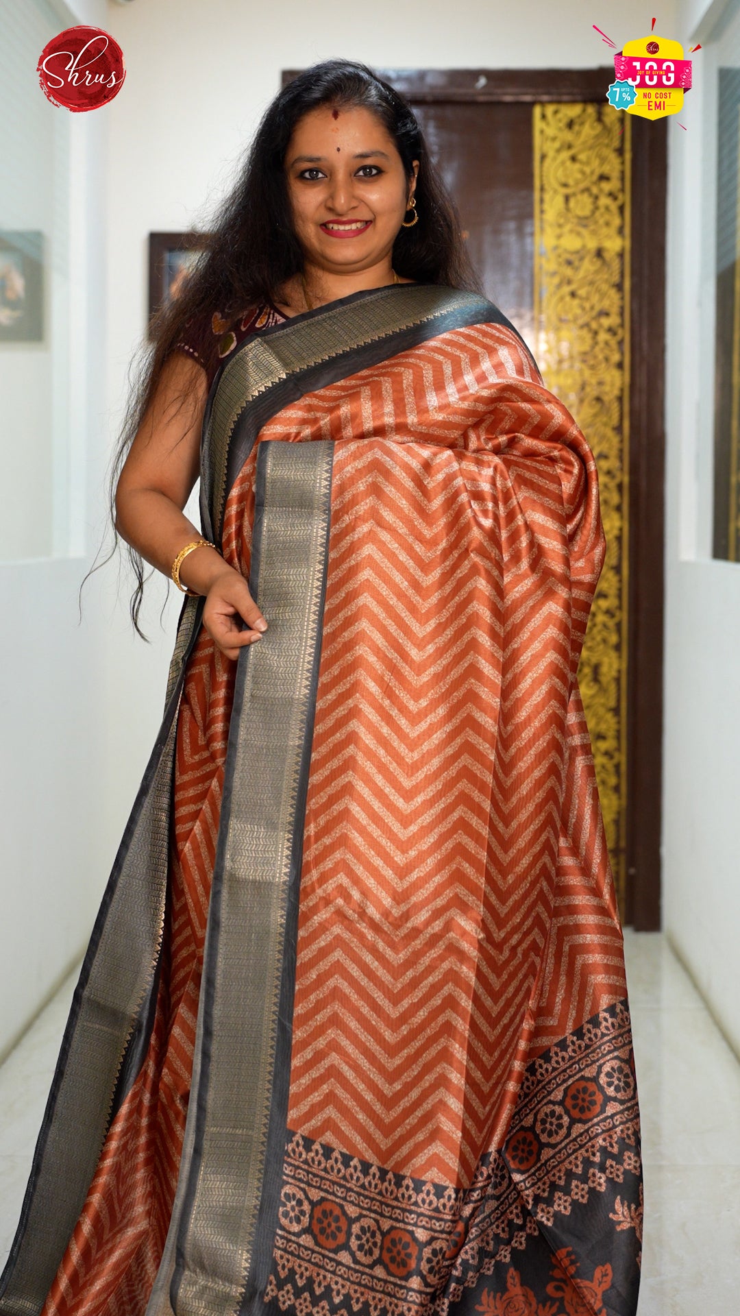 Brown & Black - Semi Matka Saree - Shop on ShrusEternity.com