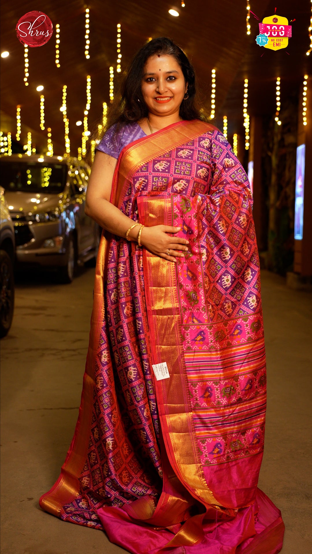 Purple & Pink - Semi Patola Saree - Shop on ShrusEternity.com