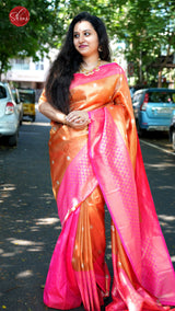 Gold & Pink - Semi Tissue Saree - Shop on ShrusEternity.com
