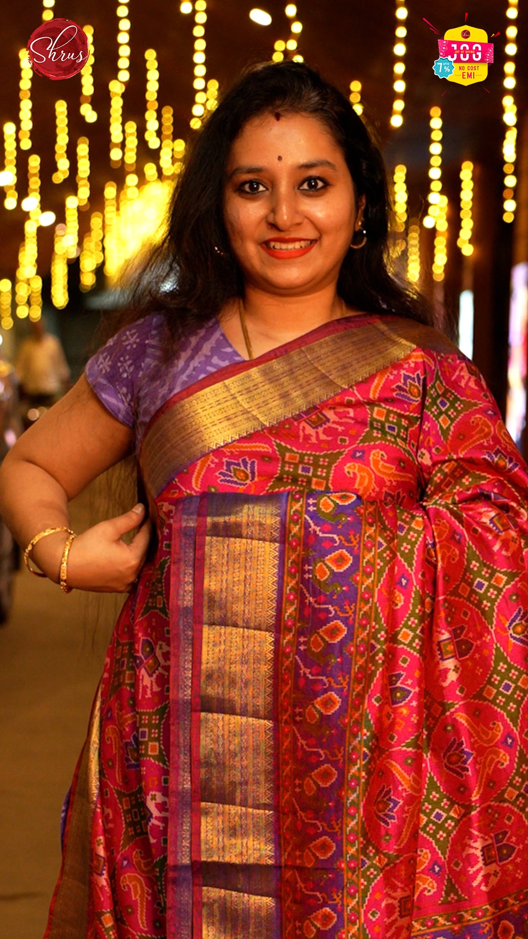 Pink and purple-semi patola saree - Shop on ShrusEternity.com