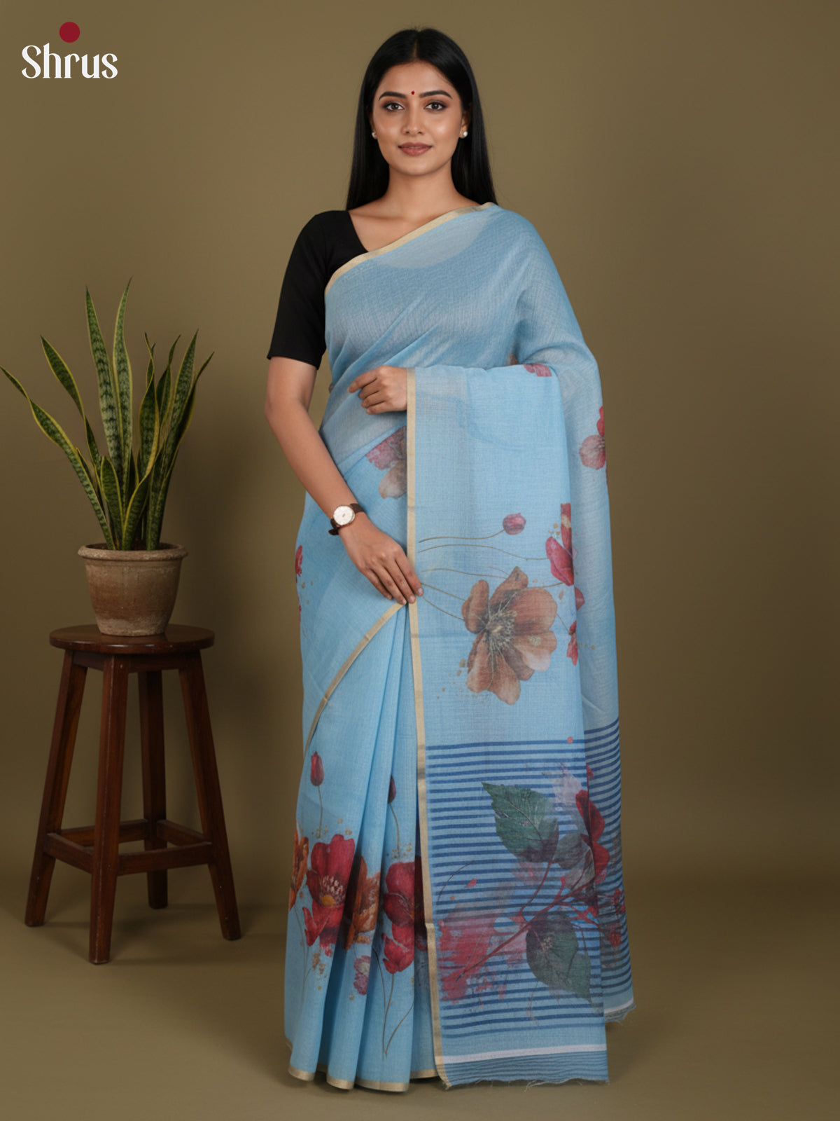 DJS27151 - Linen Cotton Saree
