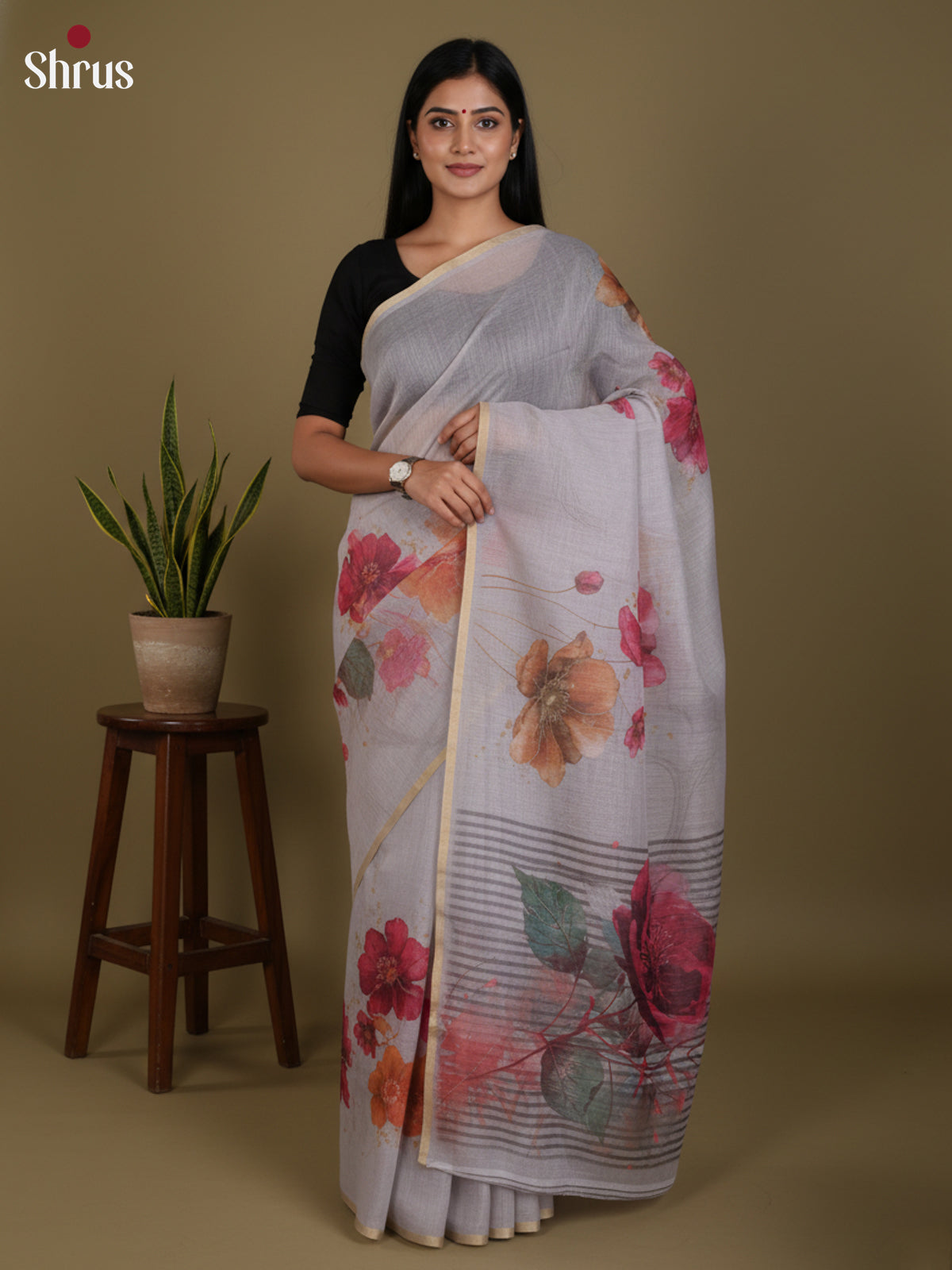DJS27156 - Linen Cotton Saree