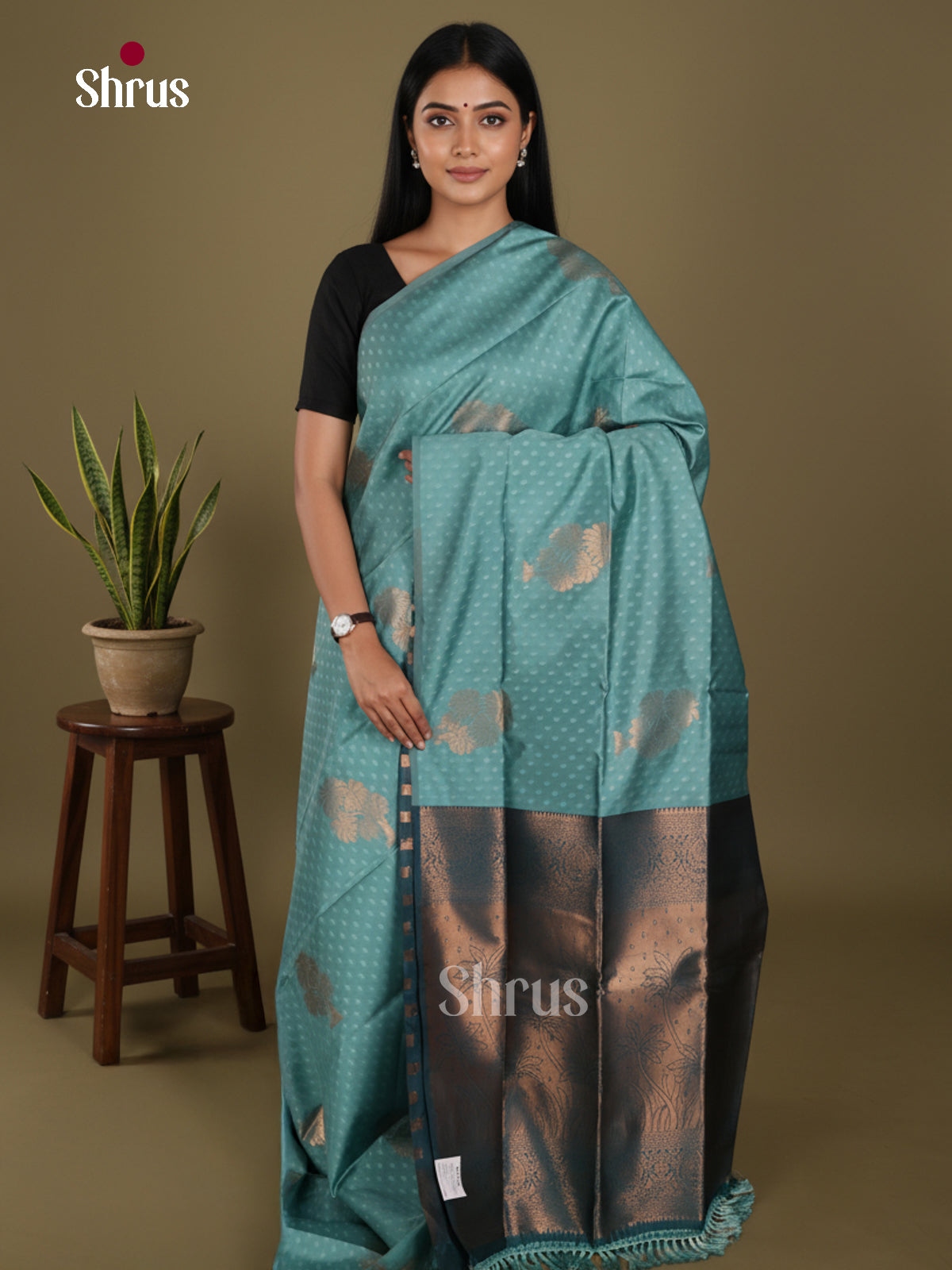 Pastel Blue & Blue - Semi Softsilk Saree - Shop on Shrus.com