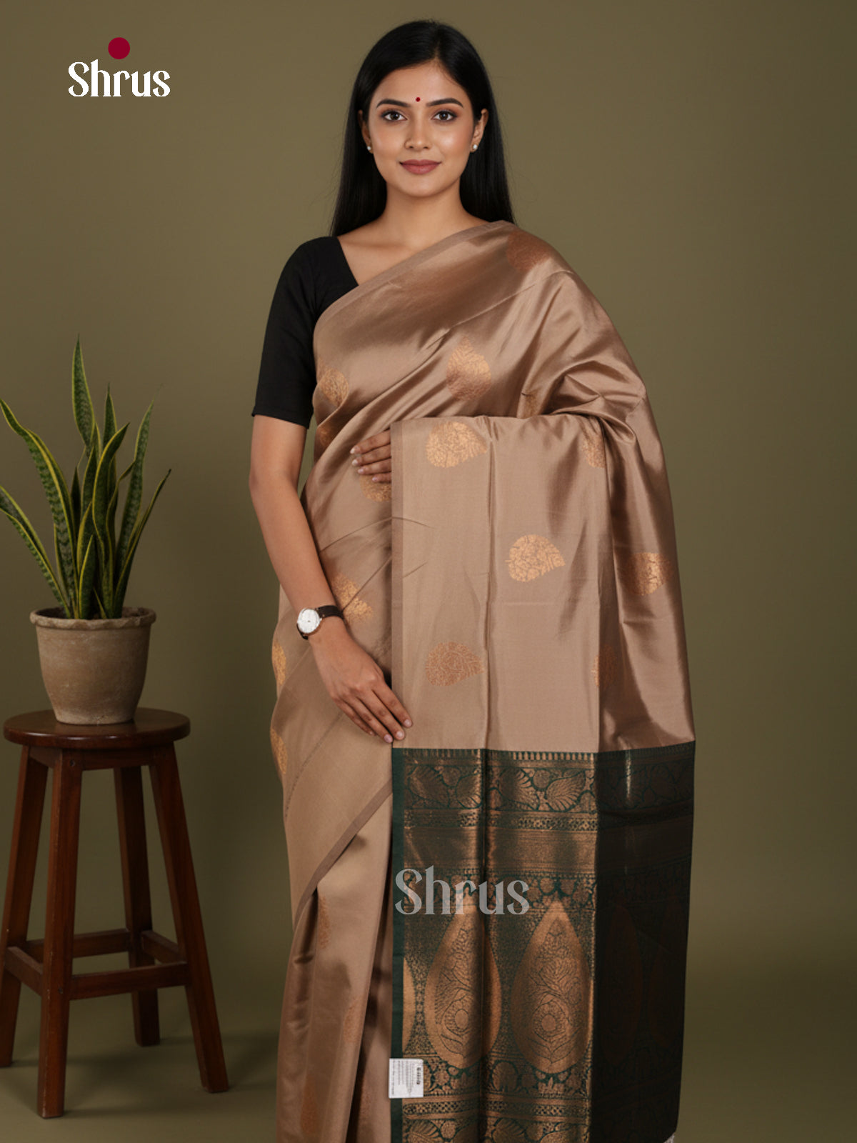 Grey & Green - Semi Softsilk Saree - Shop on Shrus.com