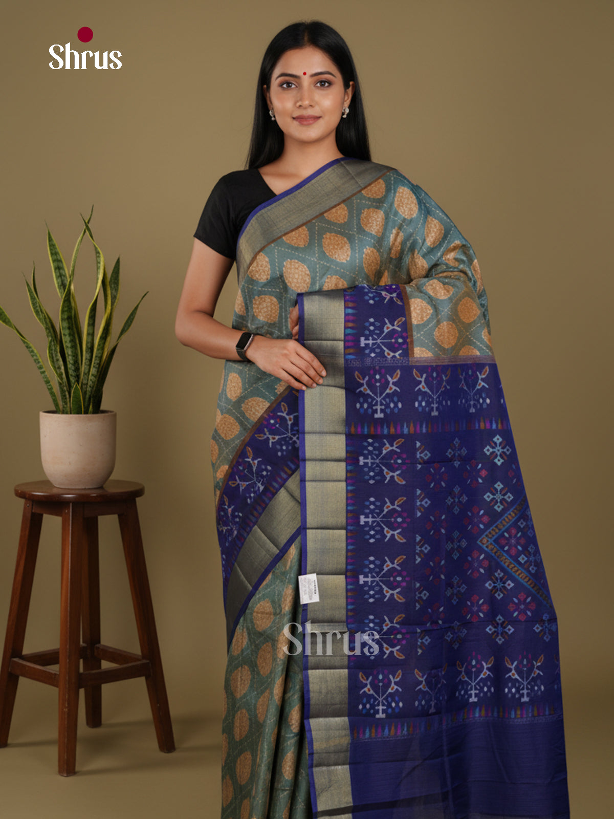 Teal & Blue- Semi Patola Saree
