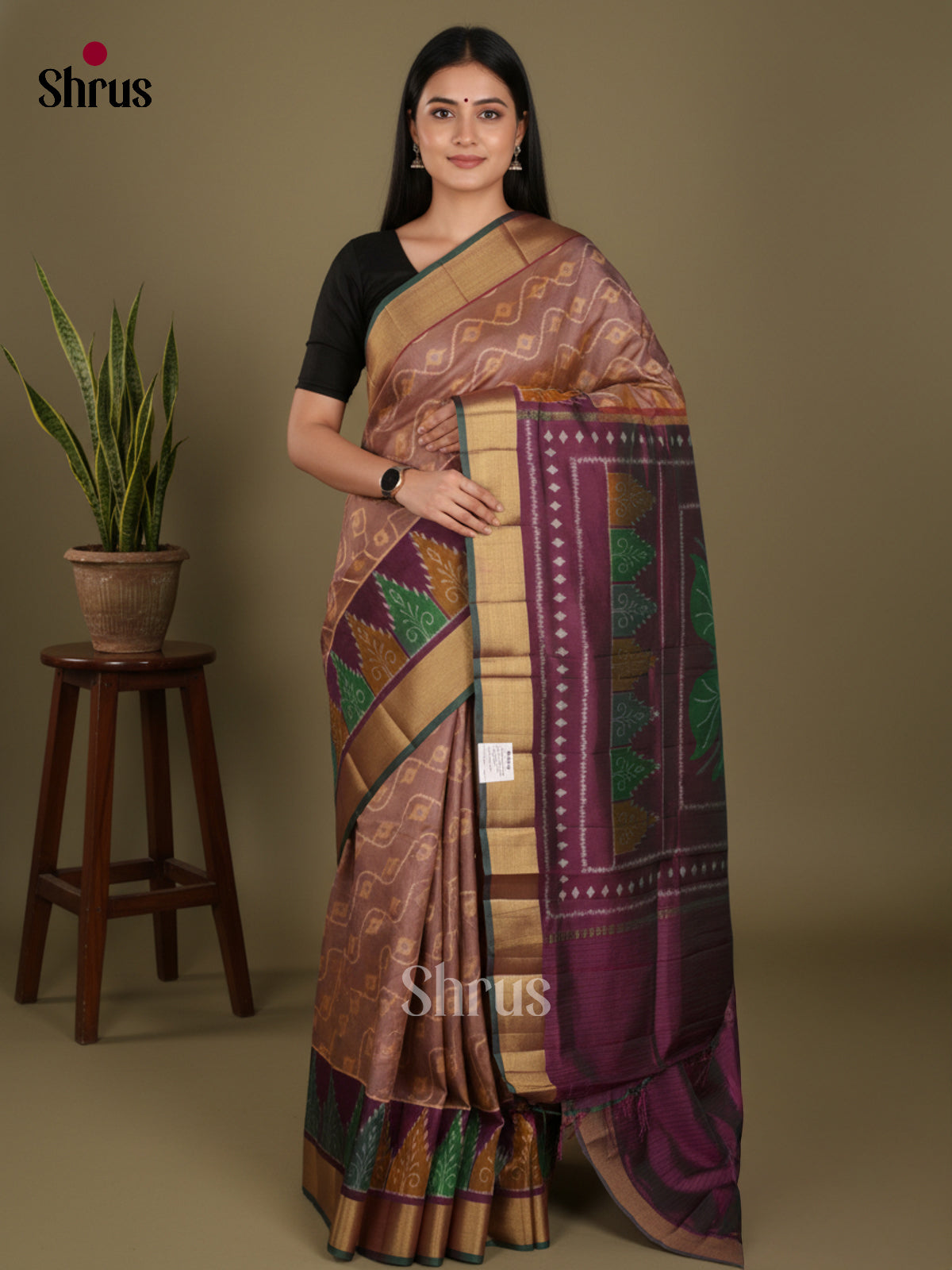 Mauve & Violet - Semi Patola Saree