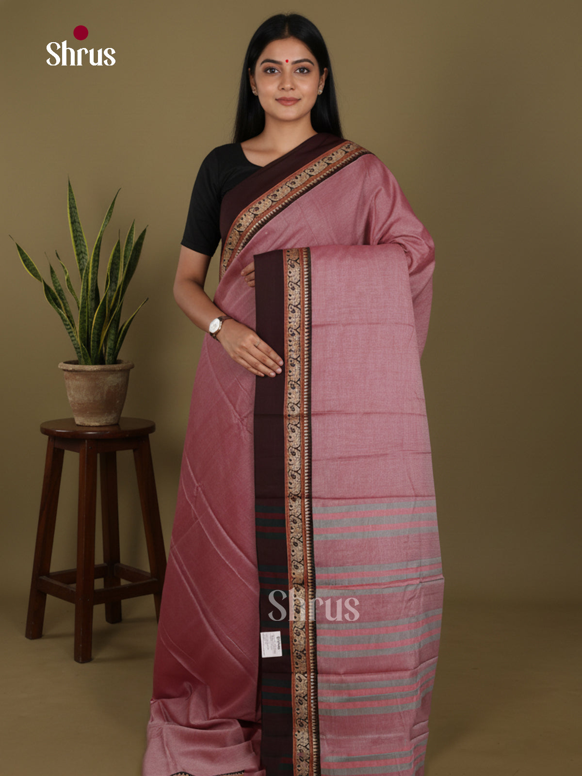 Mauve & Brown- Narayanpet Cotton Saree - Shop on Shrus.com