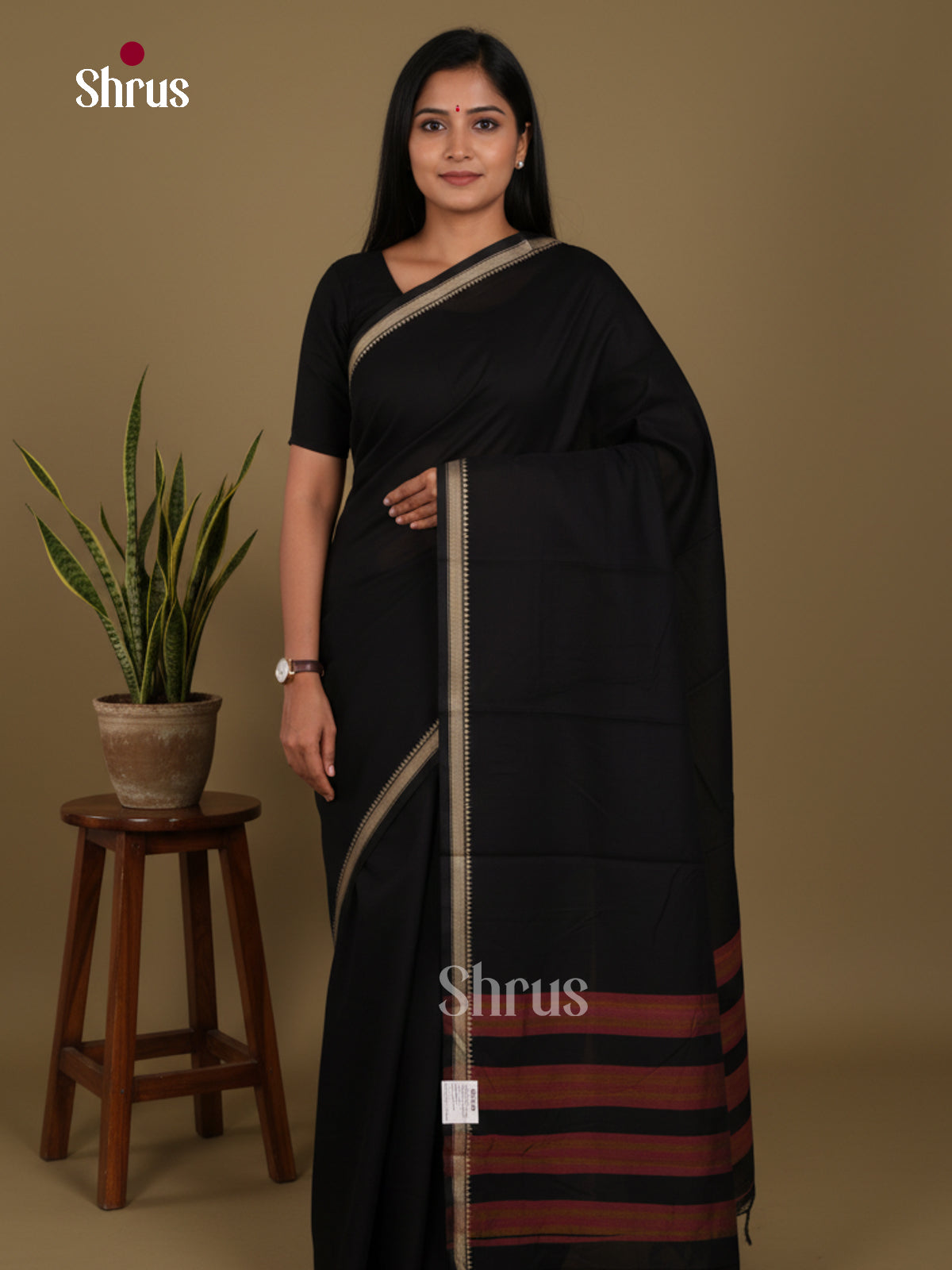 Black - Narayanpet Cotton Saree