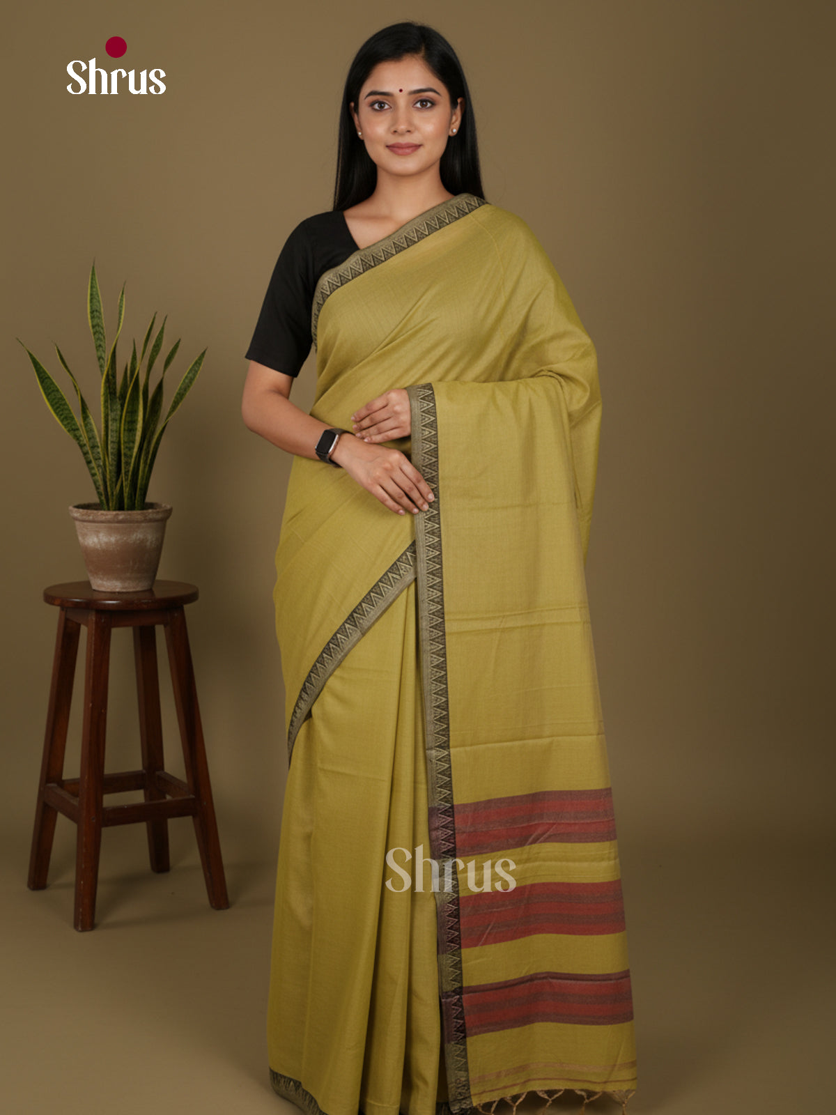 Olive Green - Narayanpet Cotton Saree - Shop on Shrus.com