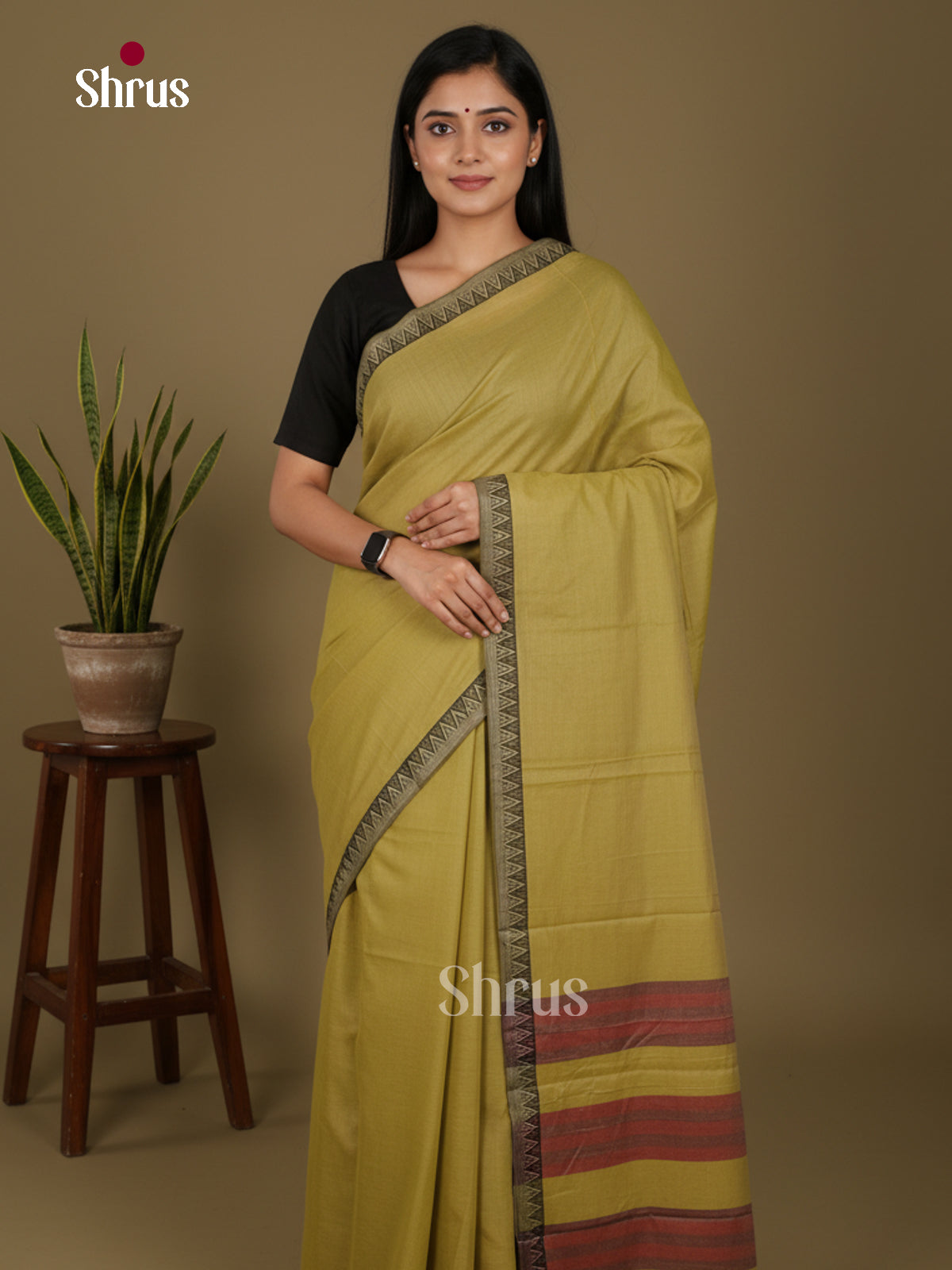 Olive Green - Narayanpet Cotton Saree - Shop on Shrus.com