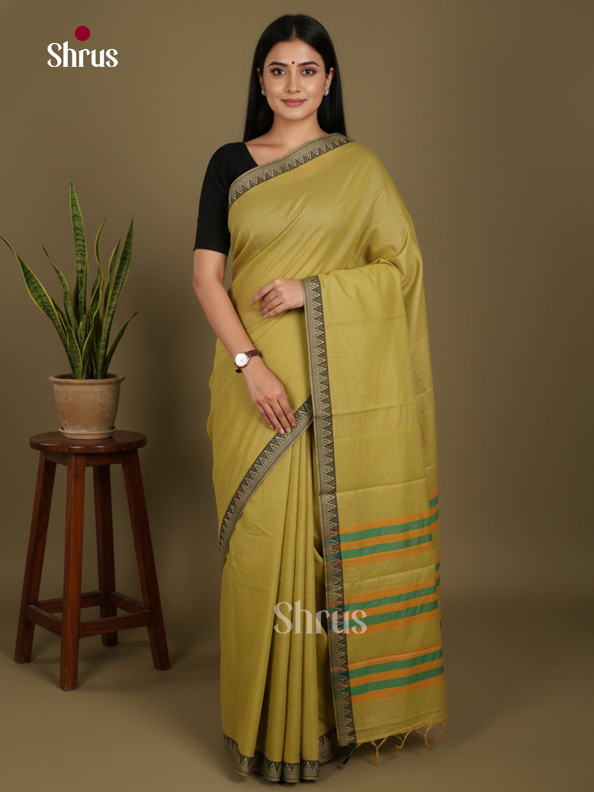 Olive Green - Narayanpet Cotton Saree - Shop on Shrus.com