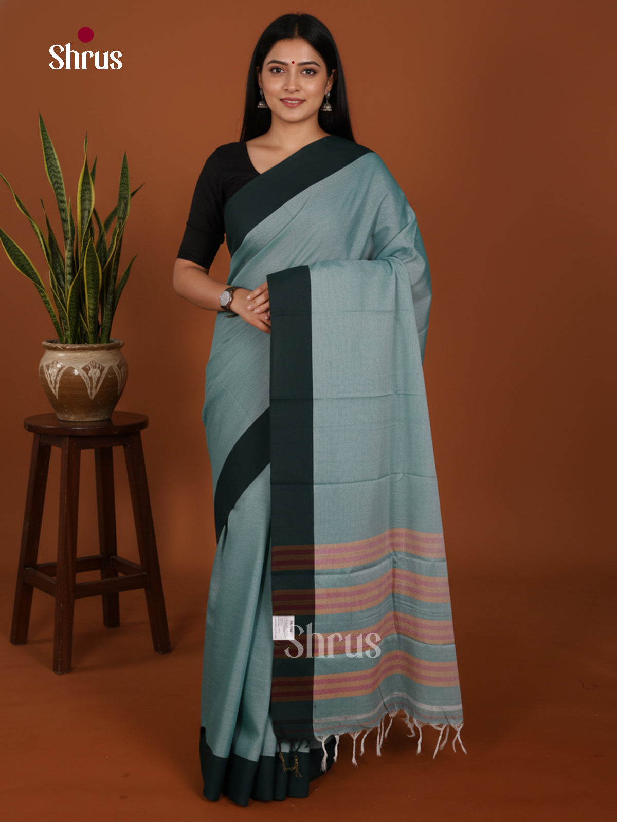 Pastel Blue & Green- Narayanpet Cotton Saree