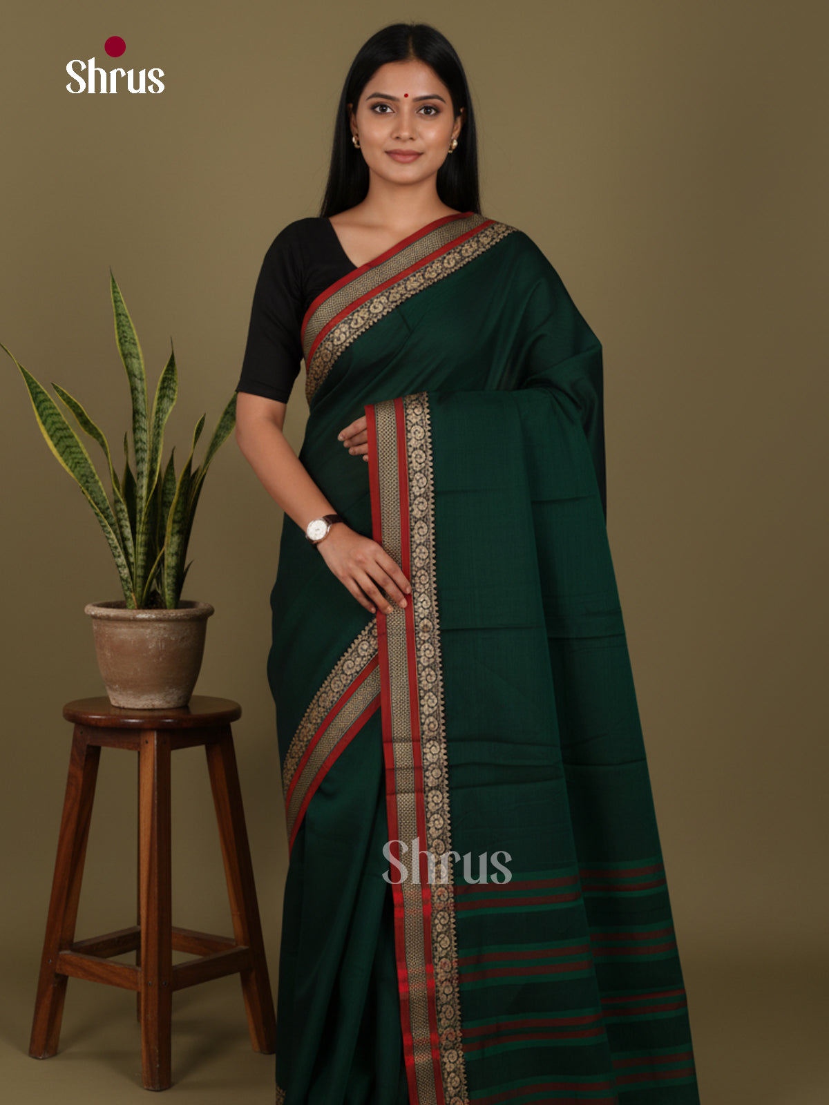 Green & Red - Narayanpet Cotton Saree - Shop on Shrus.com