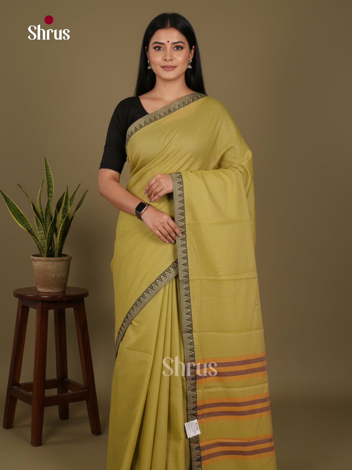 Olive Green - Narayanpet Cotton Saree - Shop on Shrus.com