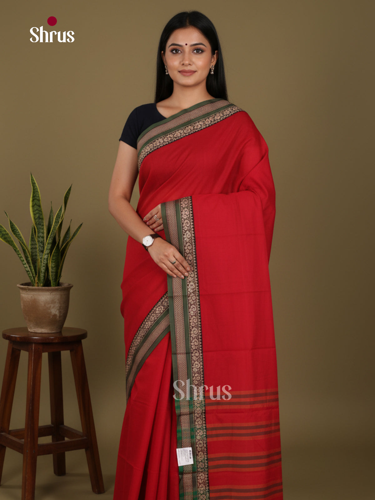 Red & Green - Narayanpet Cotton Saree