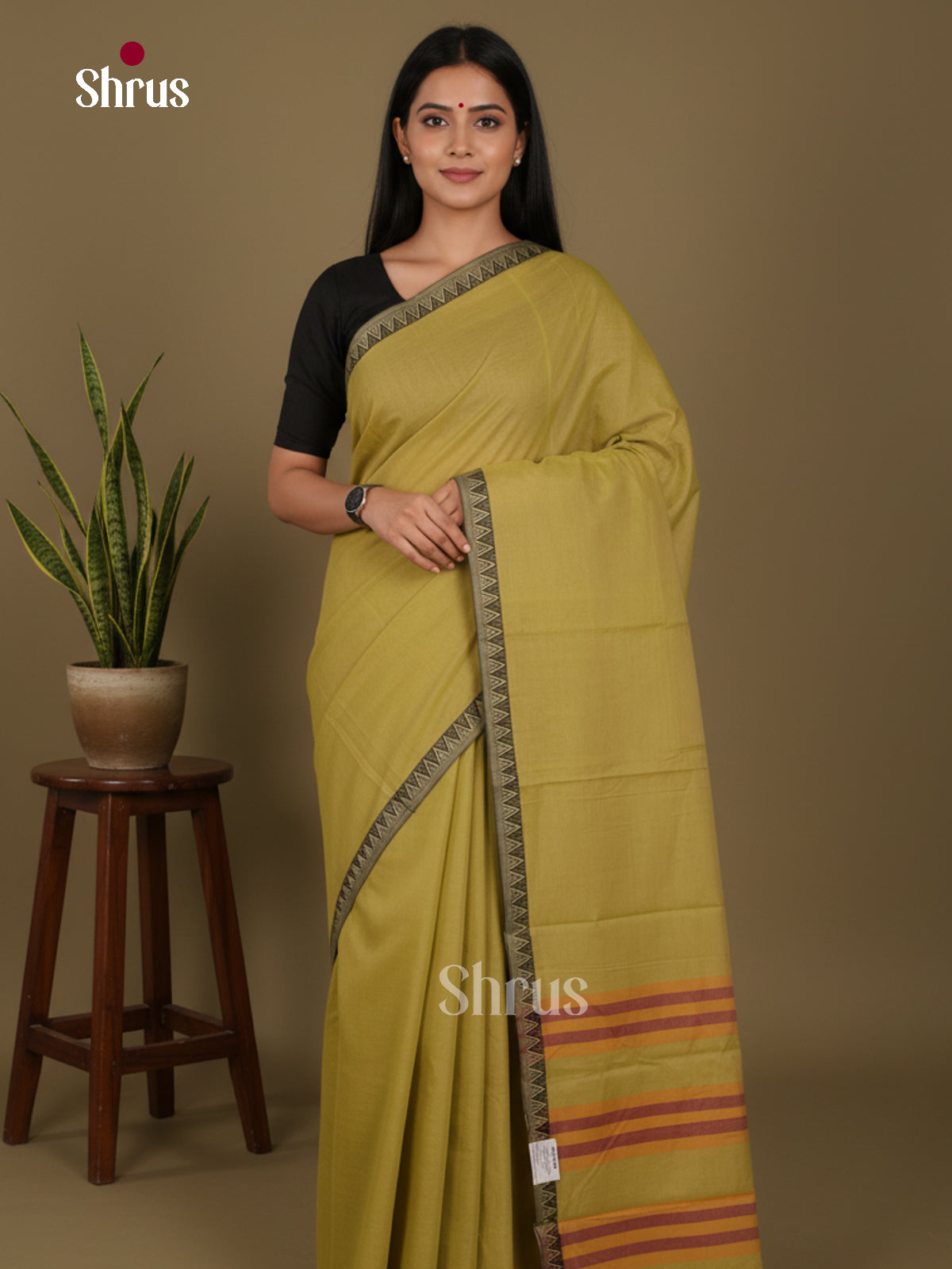 Olive Green - Narayanpet Cotton Saree - Shop on Shrus.com