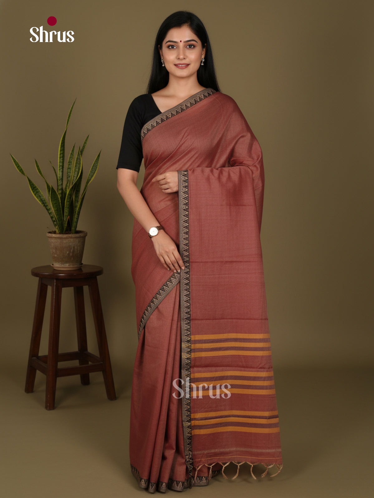 Brown - Narayanpet Cotton Saree - Shop on Shrus.com