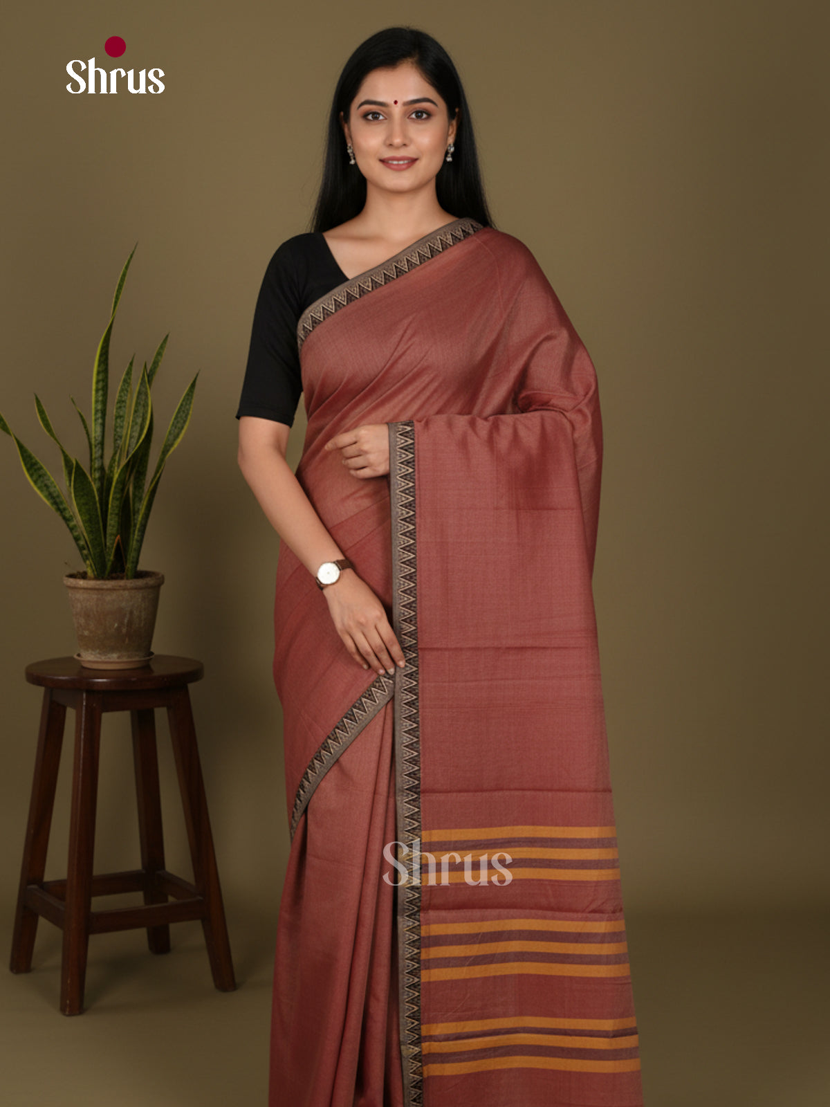 Brown - Narayanpet Cotton Saree - Shop on Shrus.com
