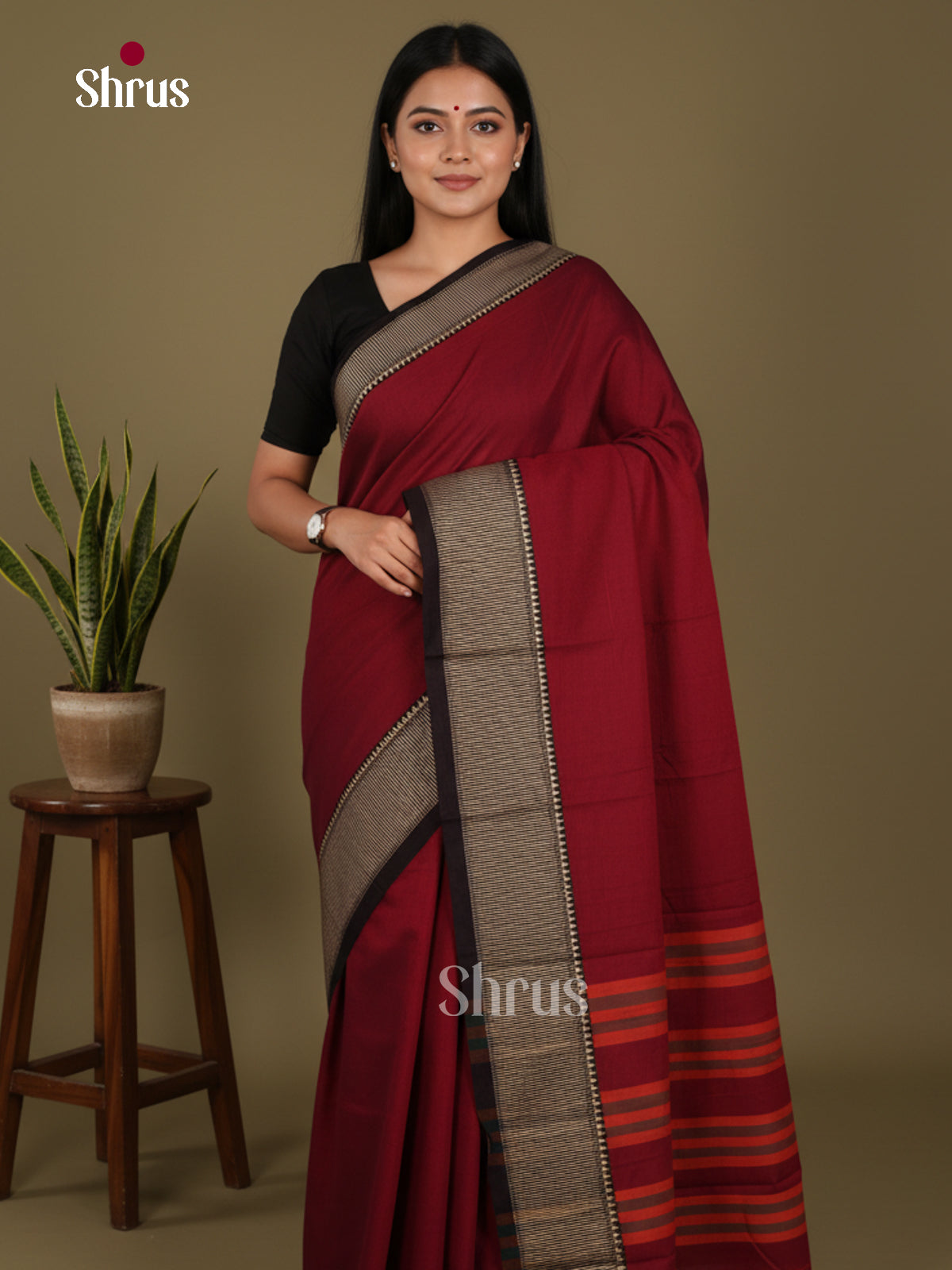 maroon - Narayanpet Cotton Saree - Shop on Shrus.com