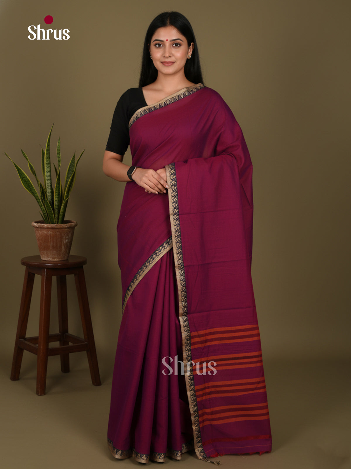 Maroon- Narayanpet Cotton Saree - Shop on Shrus.com