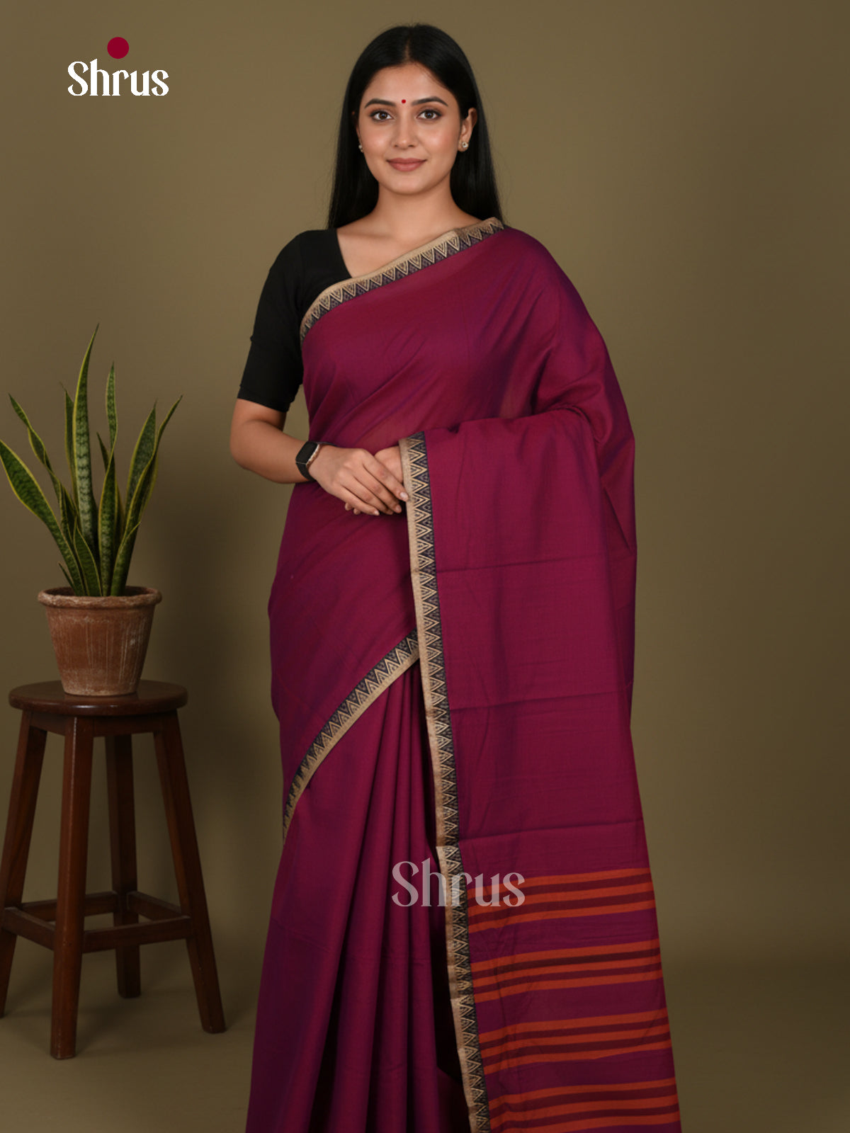 Maroon- Narayanpet Cotton Saree - Shop on Shrus.com