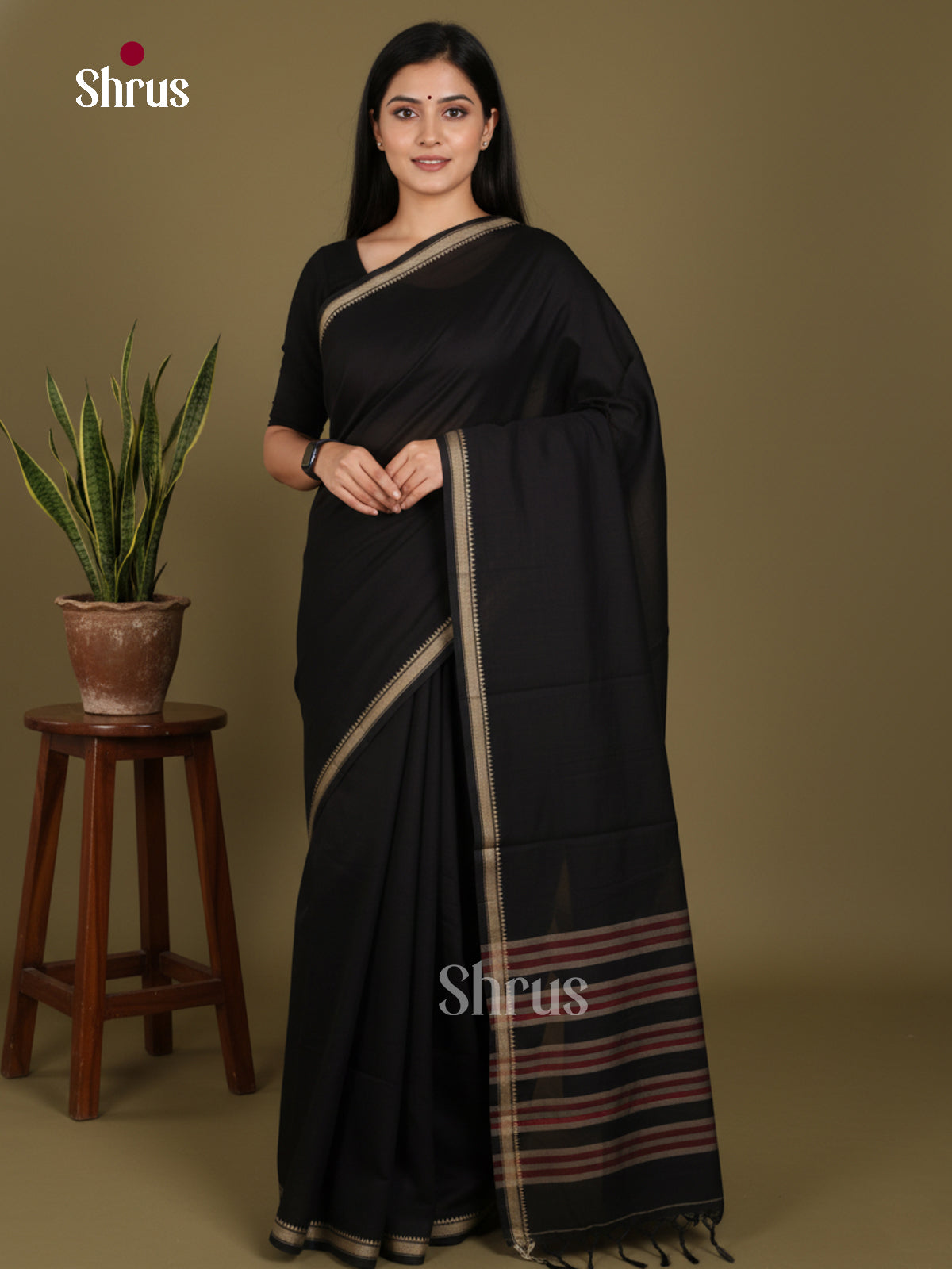 Black - Narayanpet Cotton Saree - Shop on Shrus.com