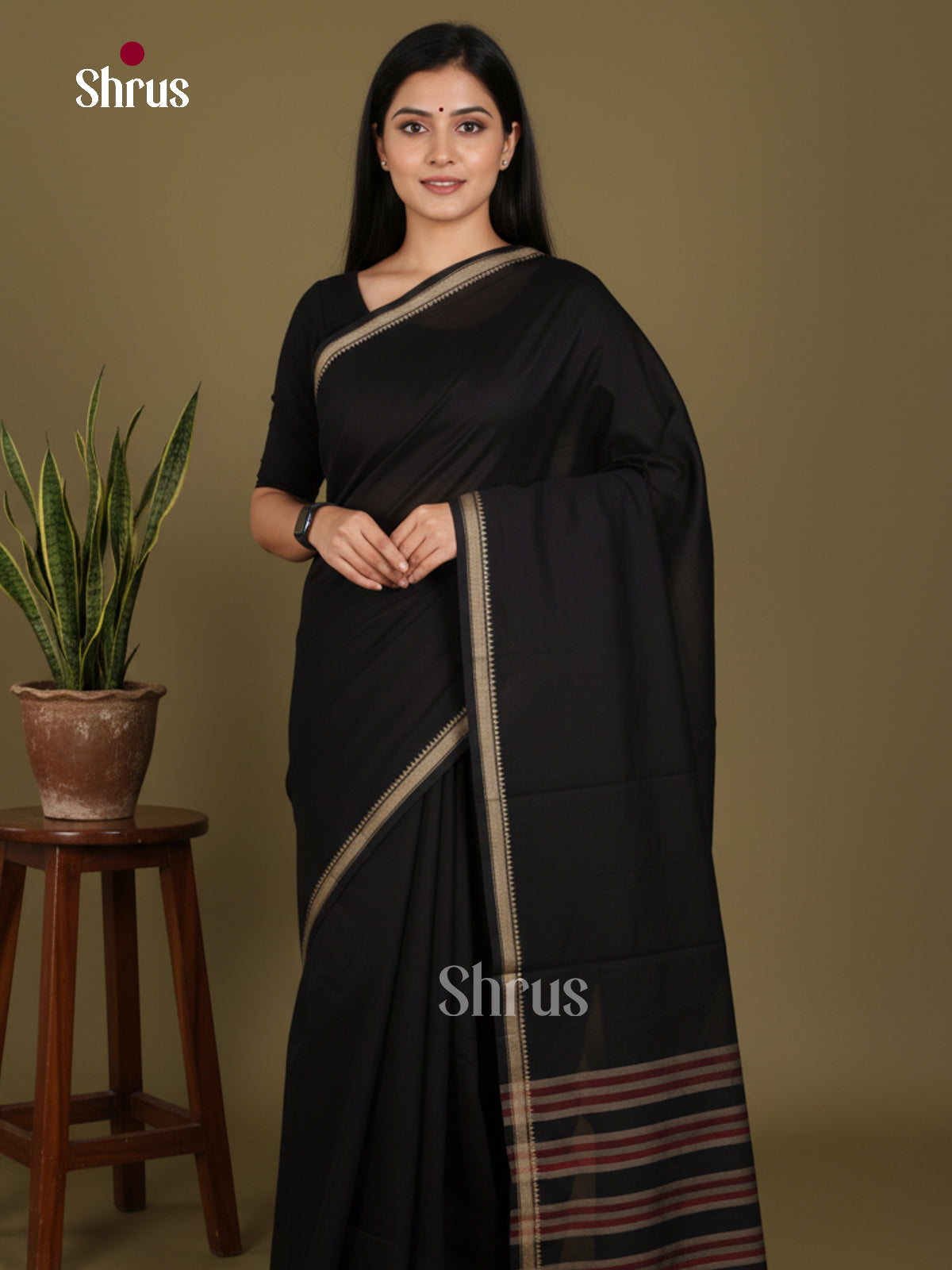 Black - Narayanpet Cotton Saree - Shop on Shrus.com