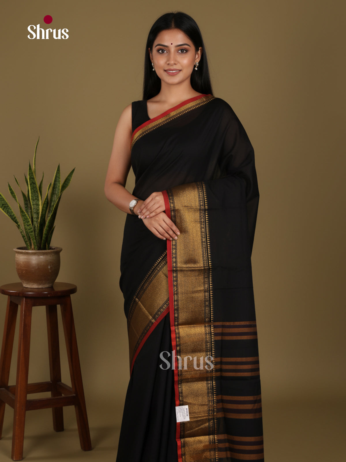 Black & Red - Narayanpet Cotton Saree - Shop on Shrus.com