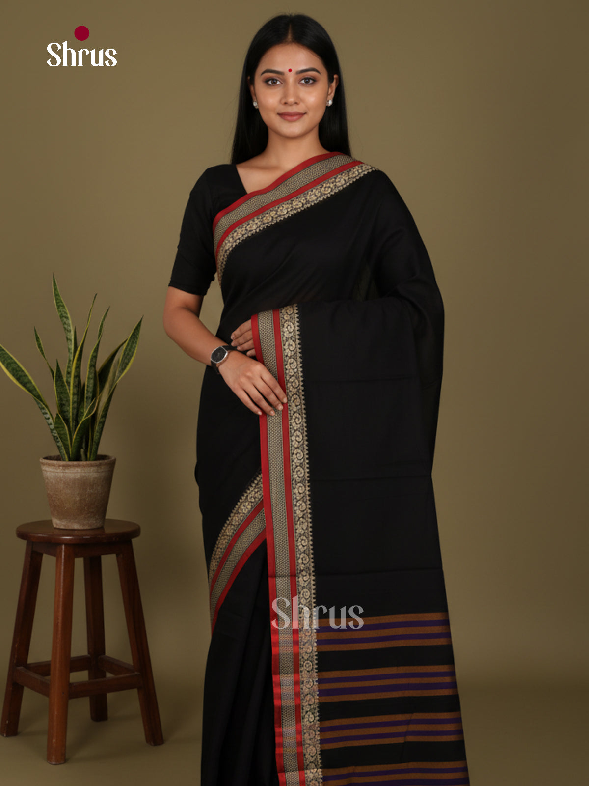 Black & Red- Narayanpet Cotton Saree