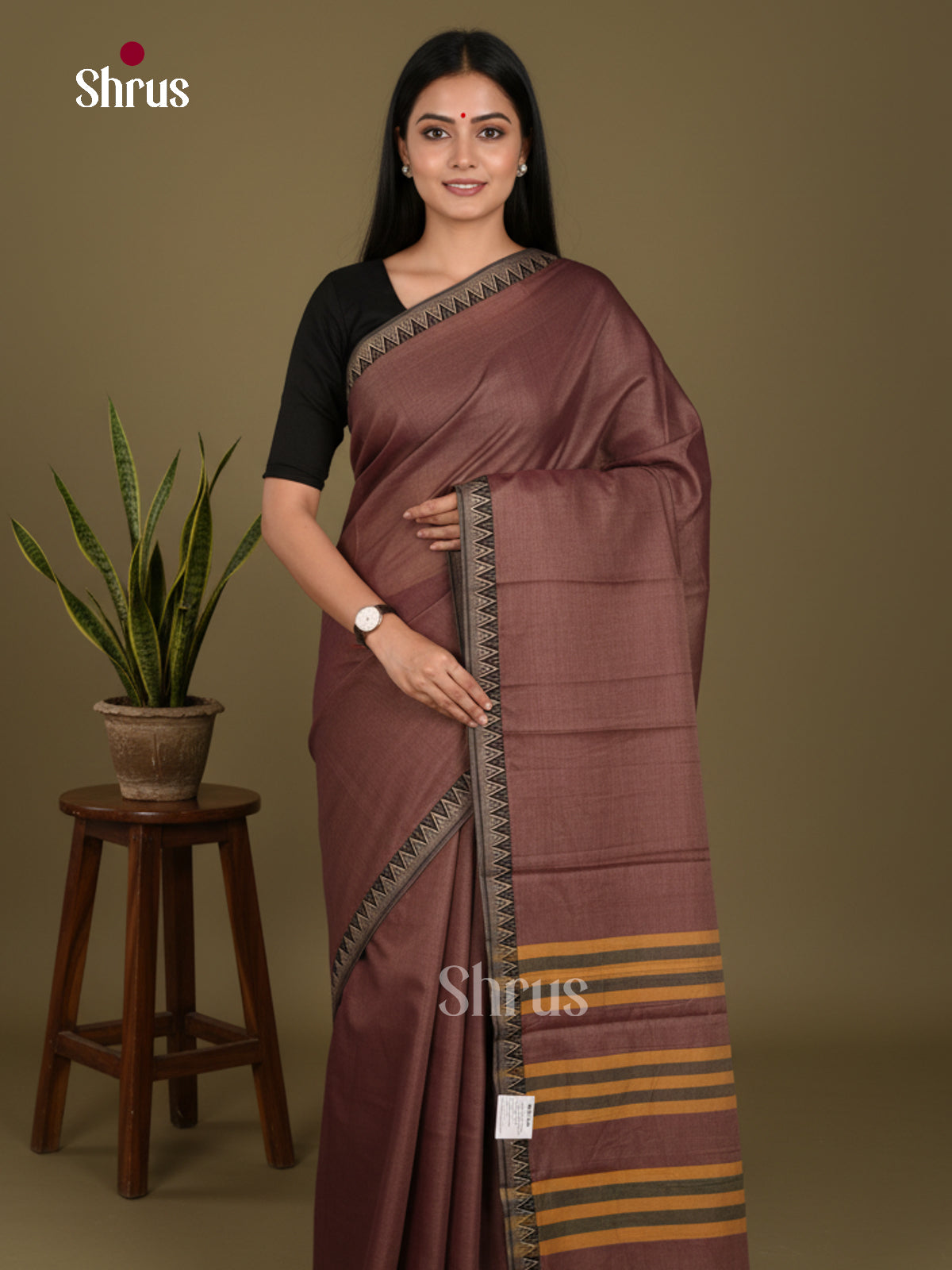Brown - Narayanpet Cotton Saree - Shop on Shrus.com