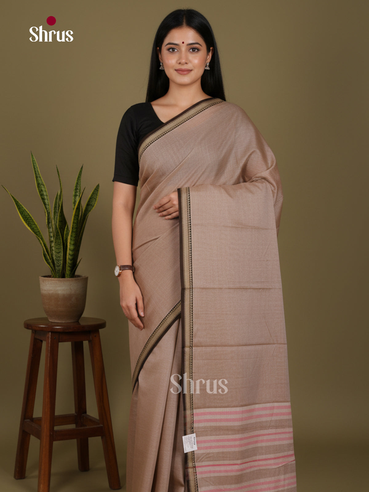 Grey & Black - Narayanpet Cotton Saree - Shop on Shrus.com