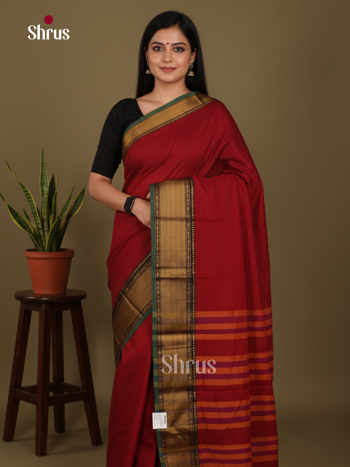 Red & Green- Narayanpet Cotton Saree