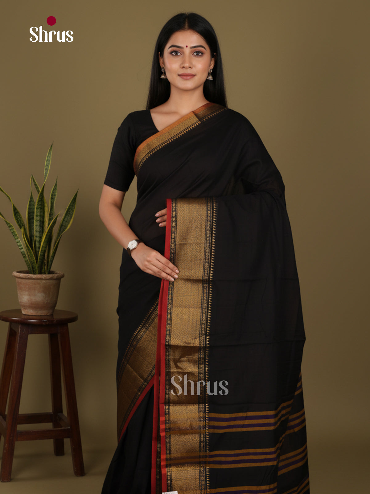 Black & Red- Narayanpet Cotton Saree