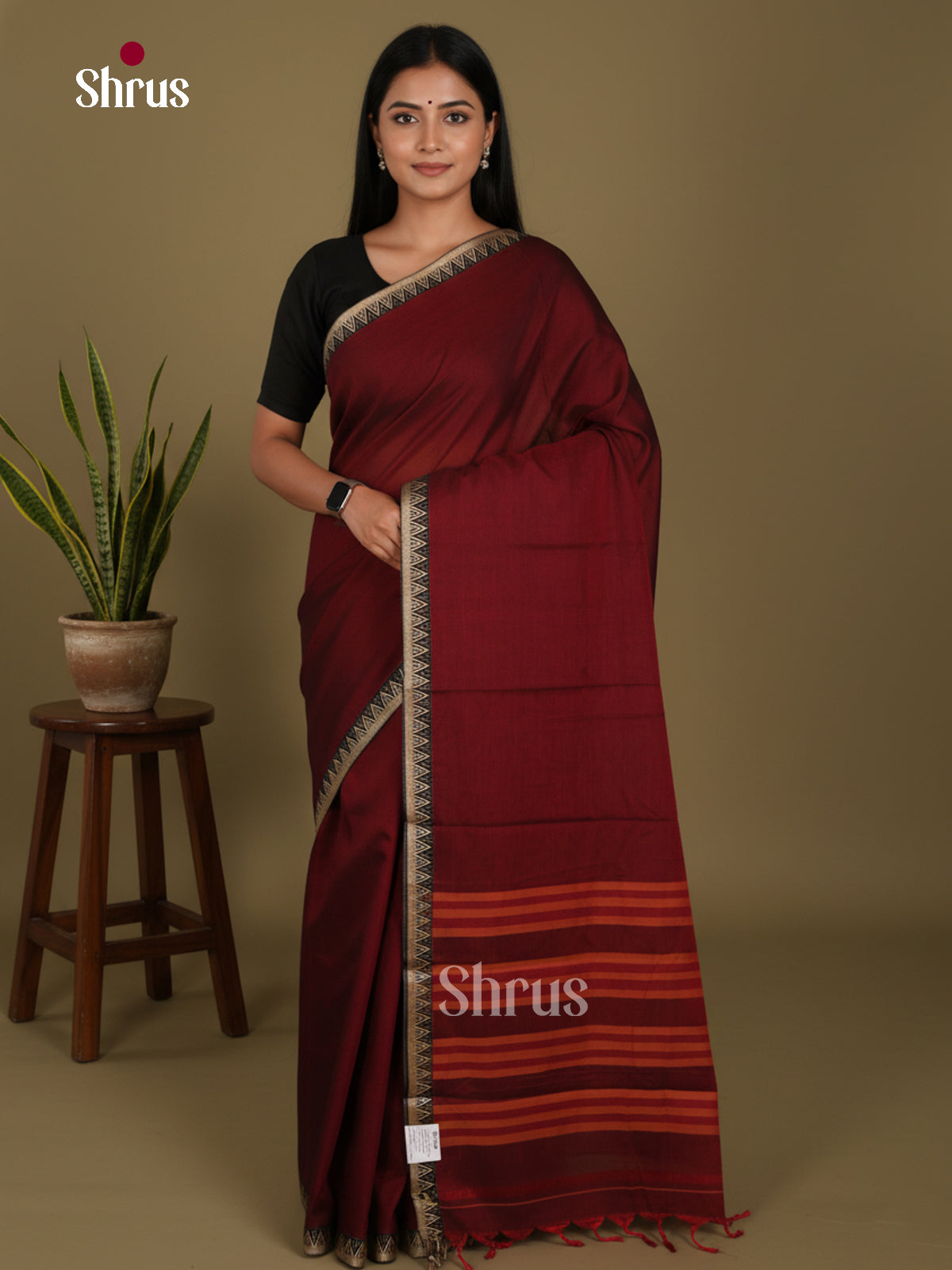 Maroon - Narayanpet Cotton Saree