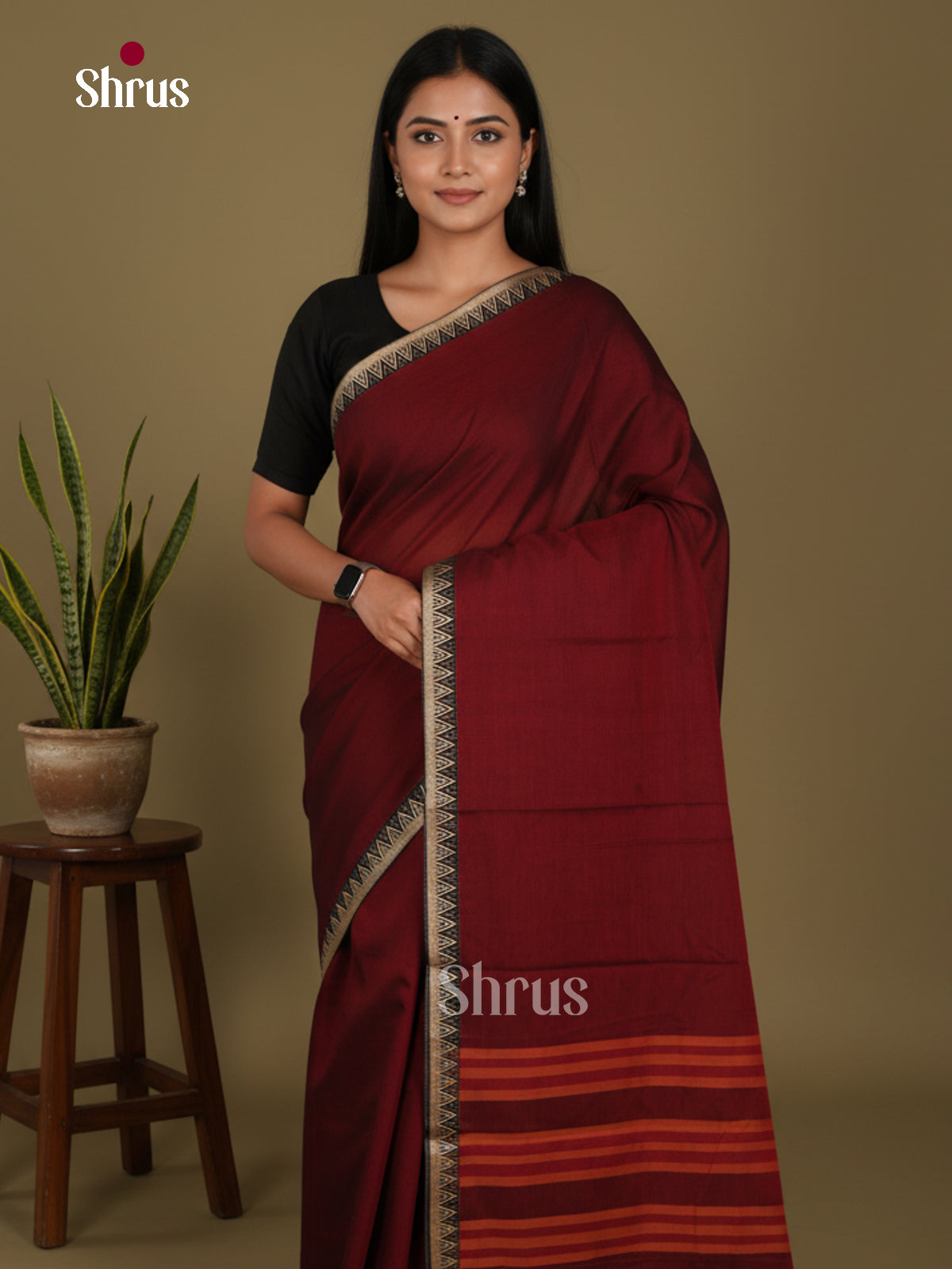 Maroon - Narayanpet Cotton Saree