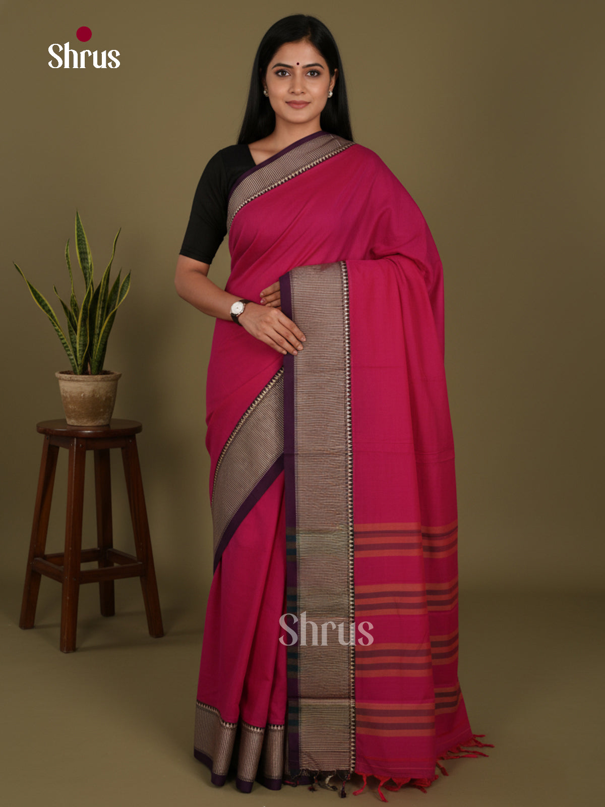 Pink & violet - Narayanpet Cotton Saree - Shop on Shrus.com