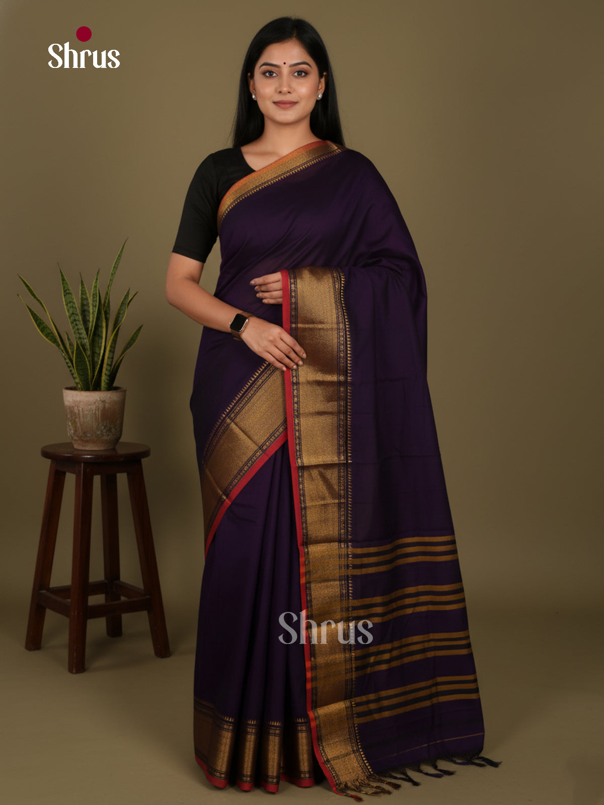 Violet & Red- Narayanpet Cotton Saree