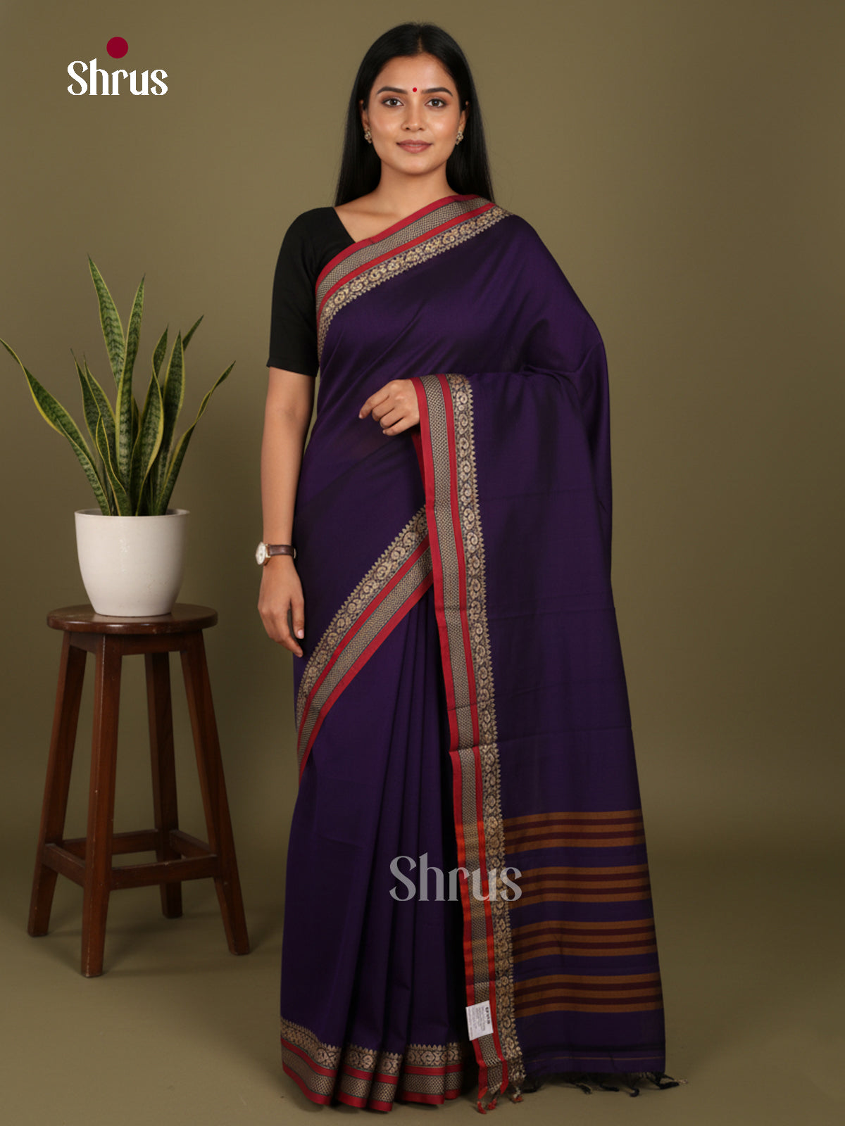 Violet & Red - Narayanpet Cotton Saree