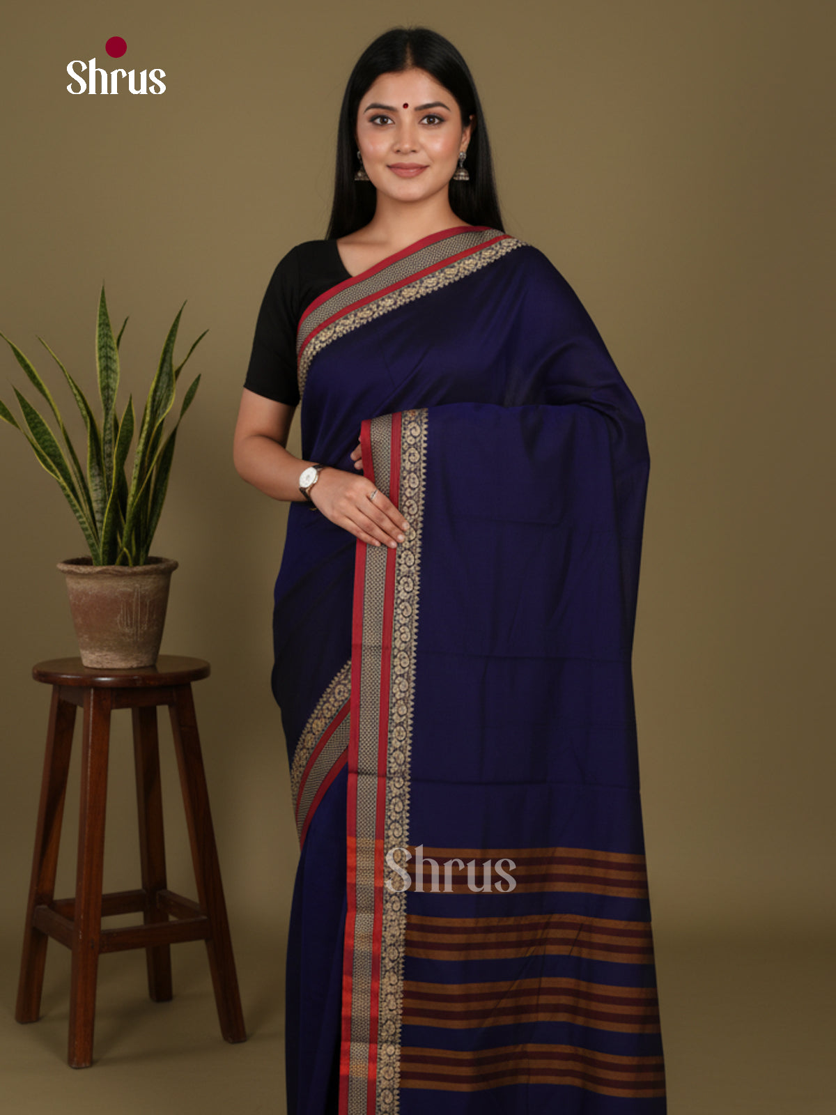 Blue & Red - Narayanpet Cotton Saree