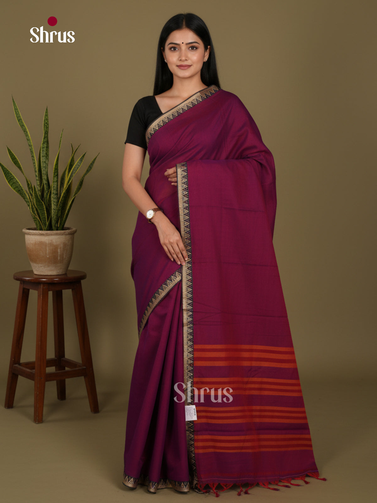 Purple - Narayanpet Cotton Saree - DLS05181 - Shop on Shrus.com
