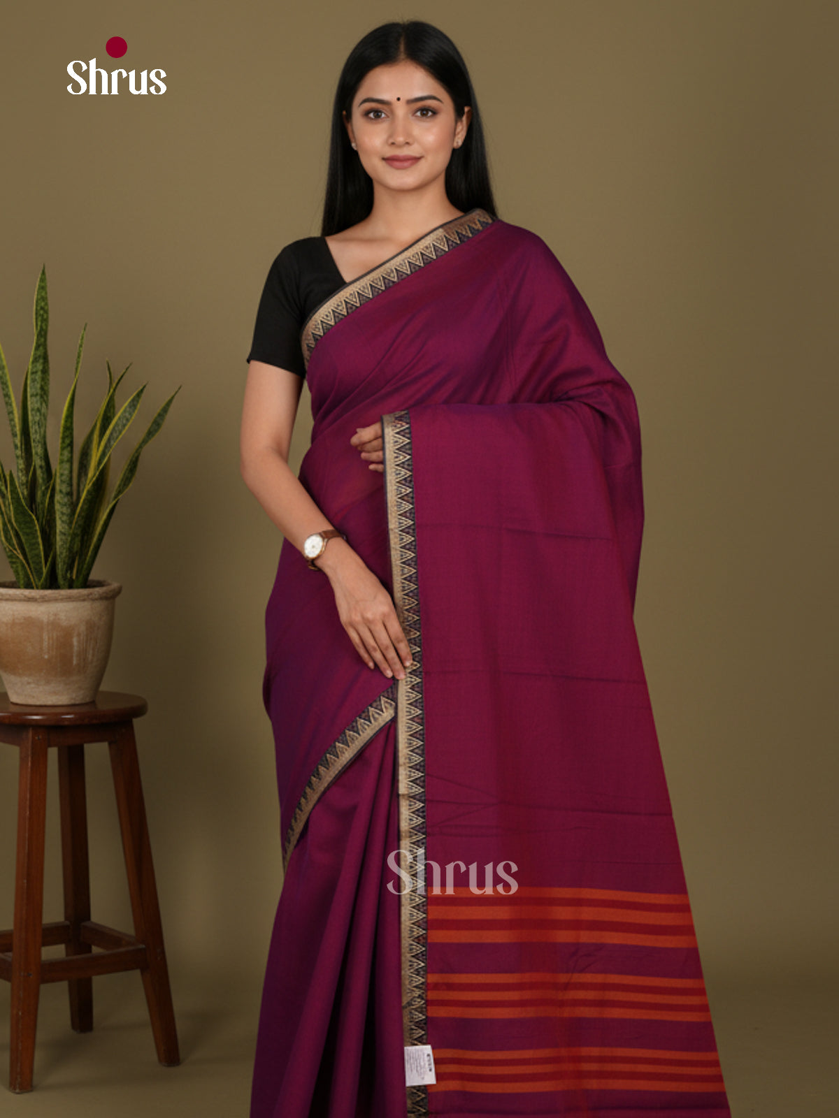 Purple - Narayanpet Cotton Saree - DLS05181 - Shop on Shrus.com