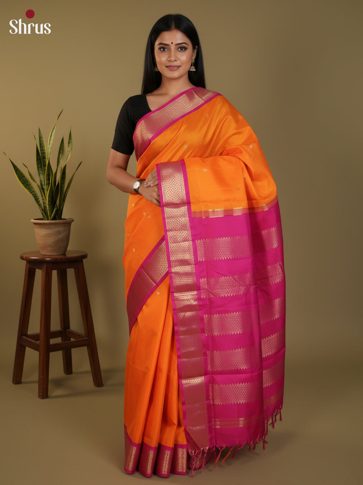DLS30363 - Kanchipuram silk 9Yards Saree - Shop on Shrus.com