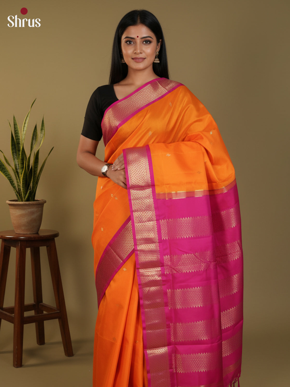 DLS30363 - Kanchipuram silk 9Yards Saree - Shop on Shrus.com