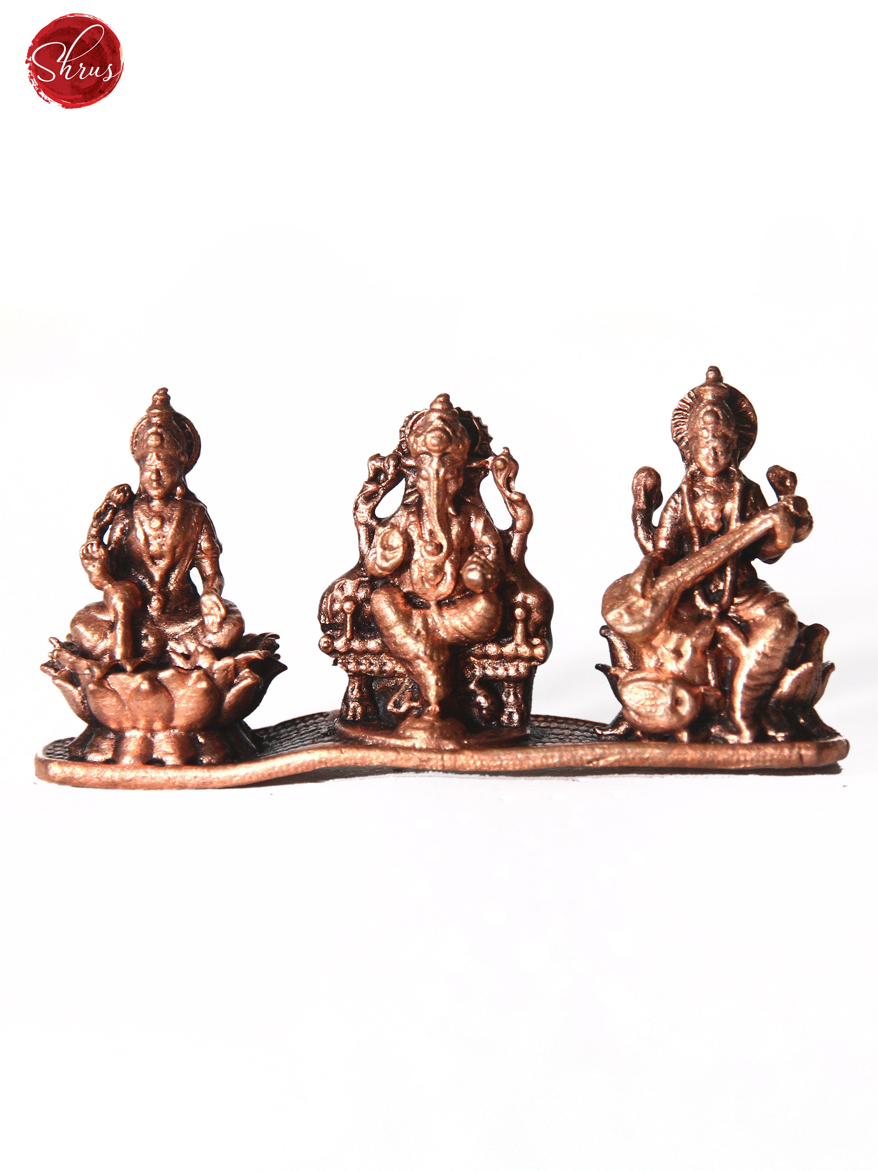 Ganesha Lakshmi Saraswathi Brass Copper Idols - Shop on ShrusEternity.com