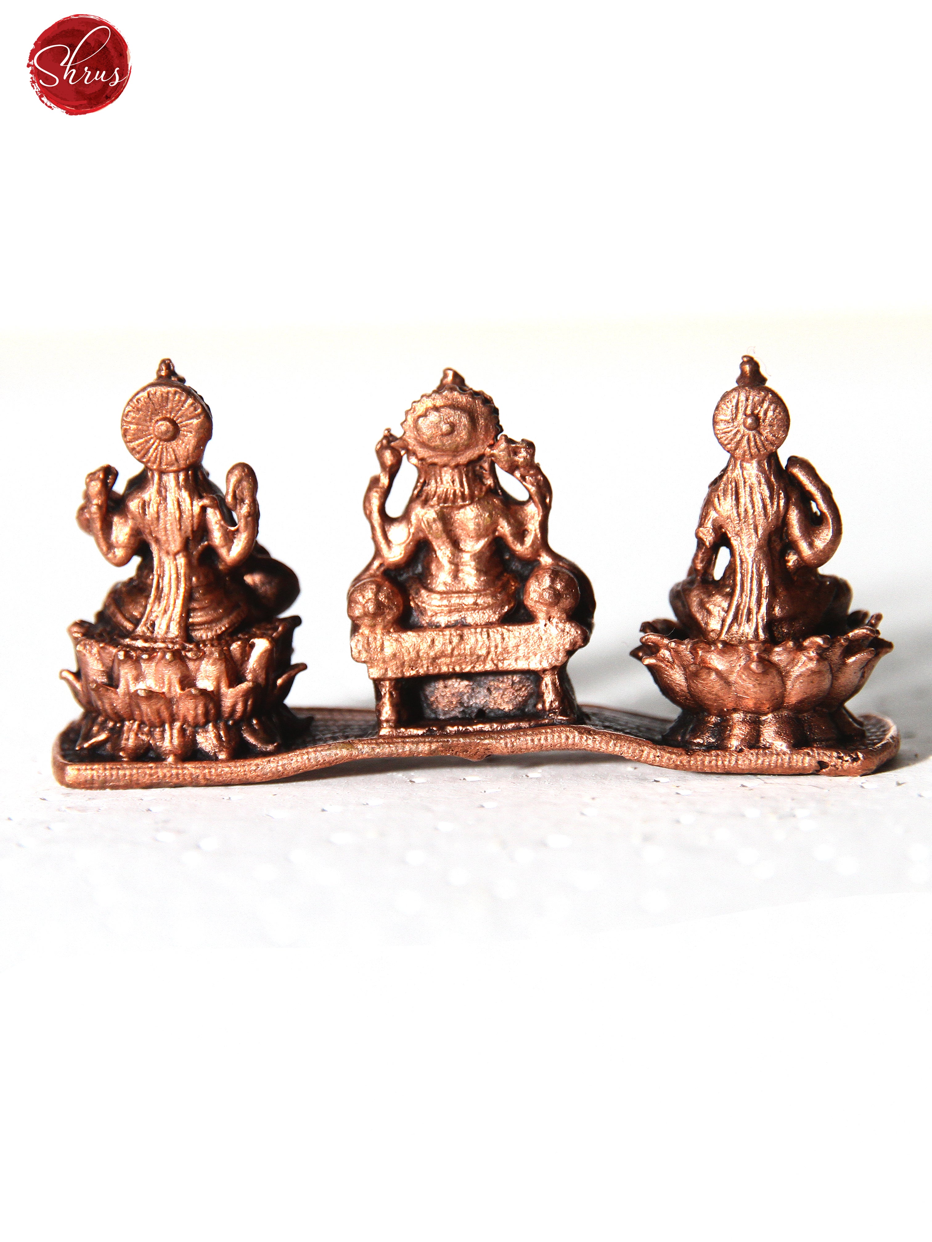 Ganesha Lakshmi Saraswathi Brass Copper Idols - Shop on ShrusEternity.com