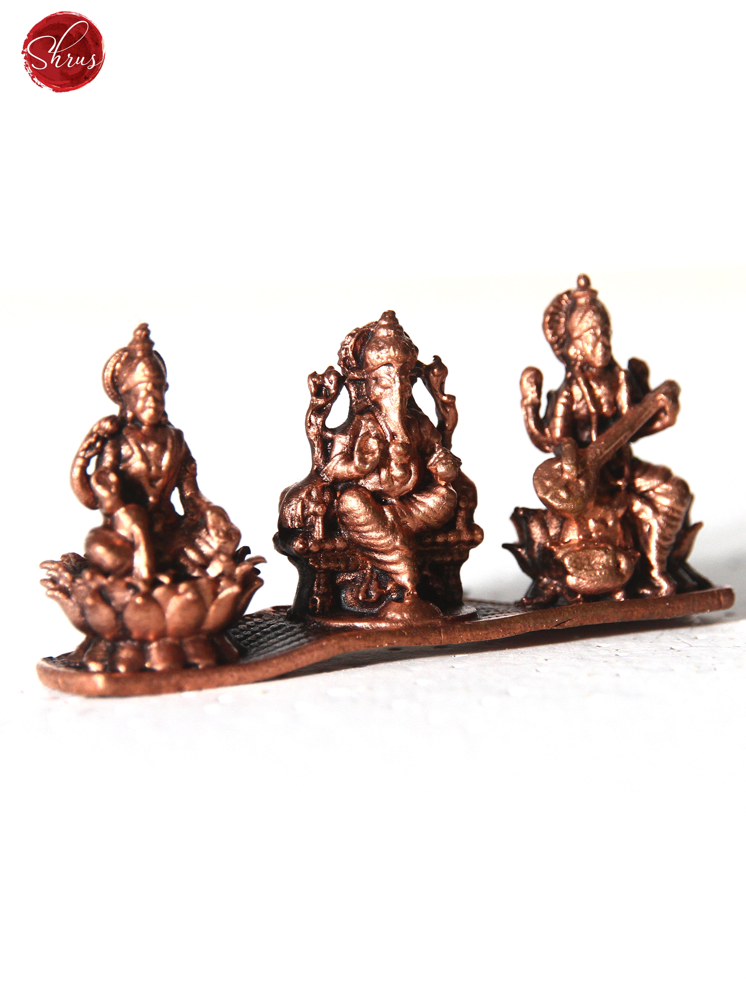 Ganesha Lakshmi Saraswathi Brass Copper Idols - Shop on ShrusEternity.com