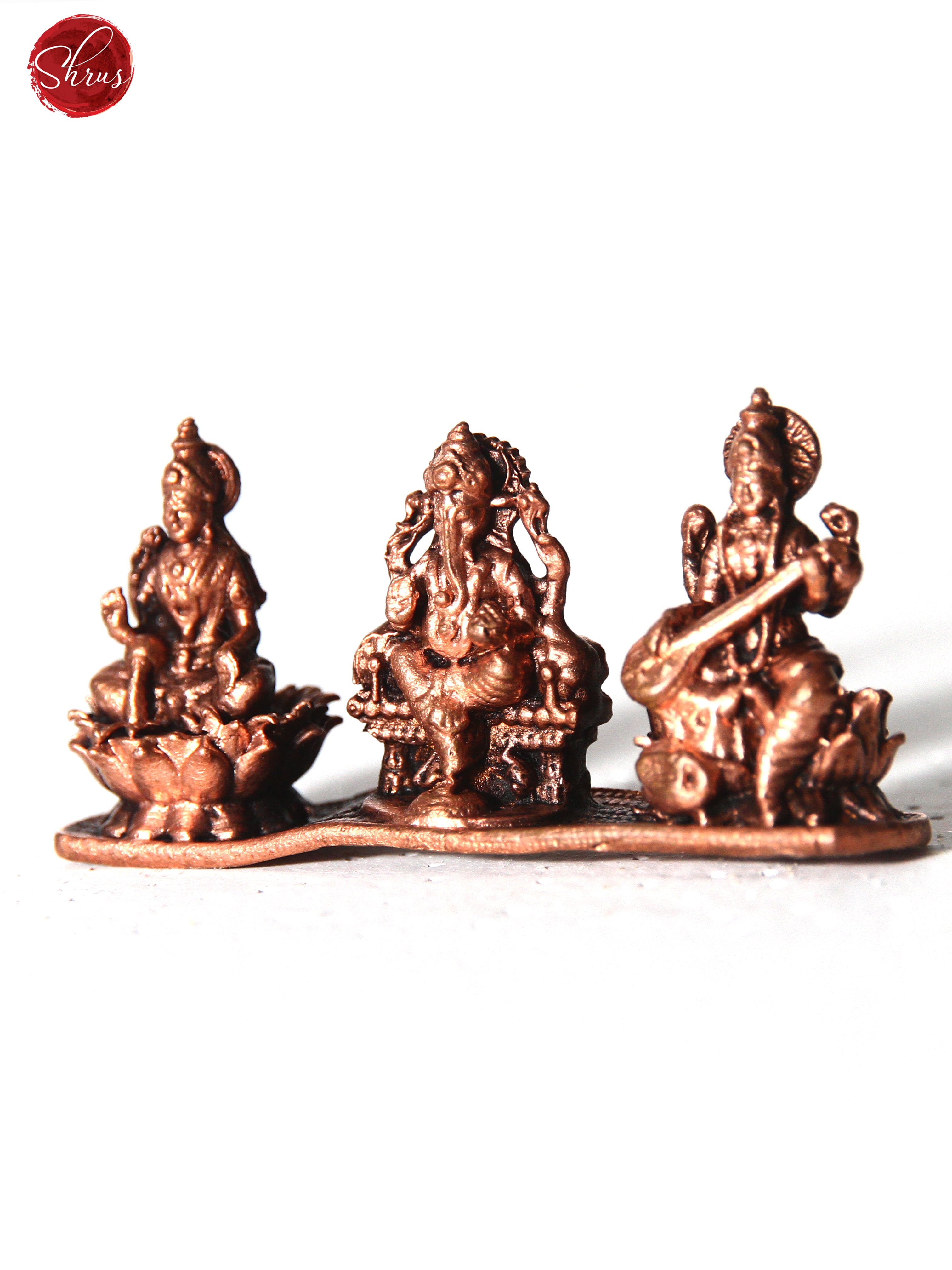 Ganesha Lakshmi Saraswathi Brass Copper Idols - Shop on ShrusEternity.com