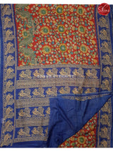 Red & Blue -  Cotton Silk (Kalamkari prints) - Shop on ShrusEternity.com
