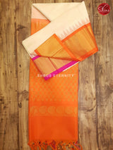 Off white & Orange - Silk Cotton - Shop on ShrusEternity.com