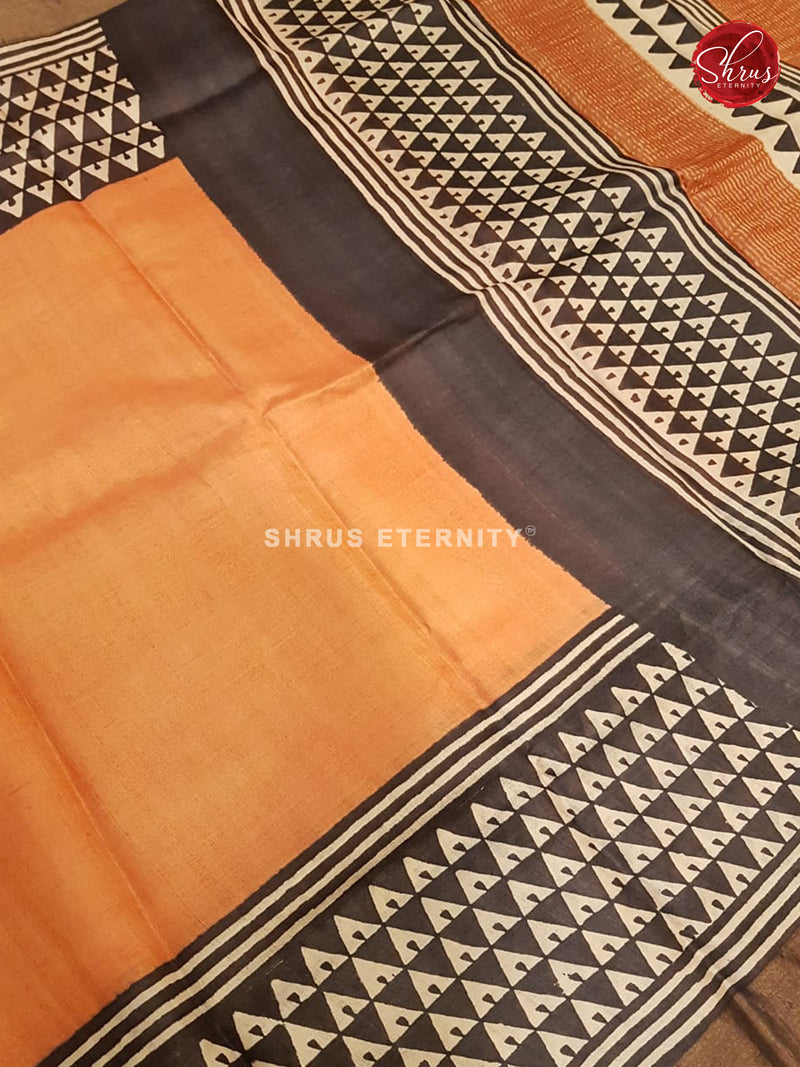 Orange & Black - Tussar Silk - Shop on ShrusEternity.com